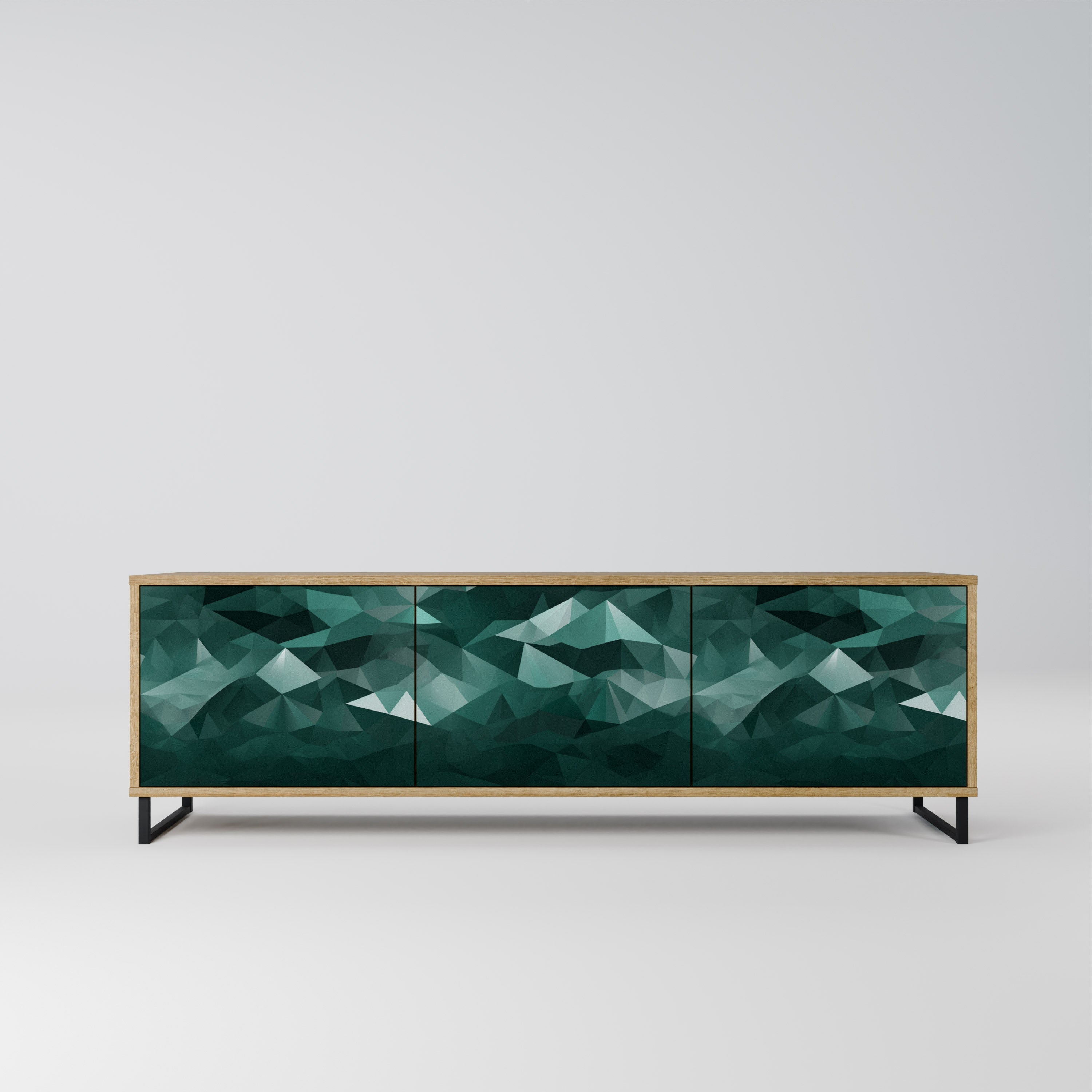 POLYGONAL FLOATING TV-Lowboard mit 3 Türen in Eiche-Optik