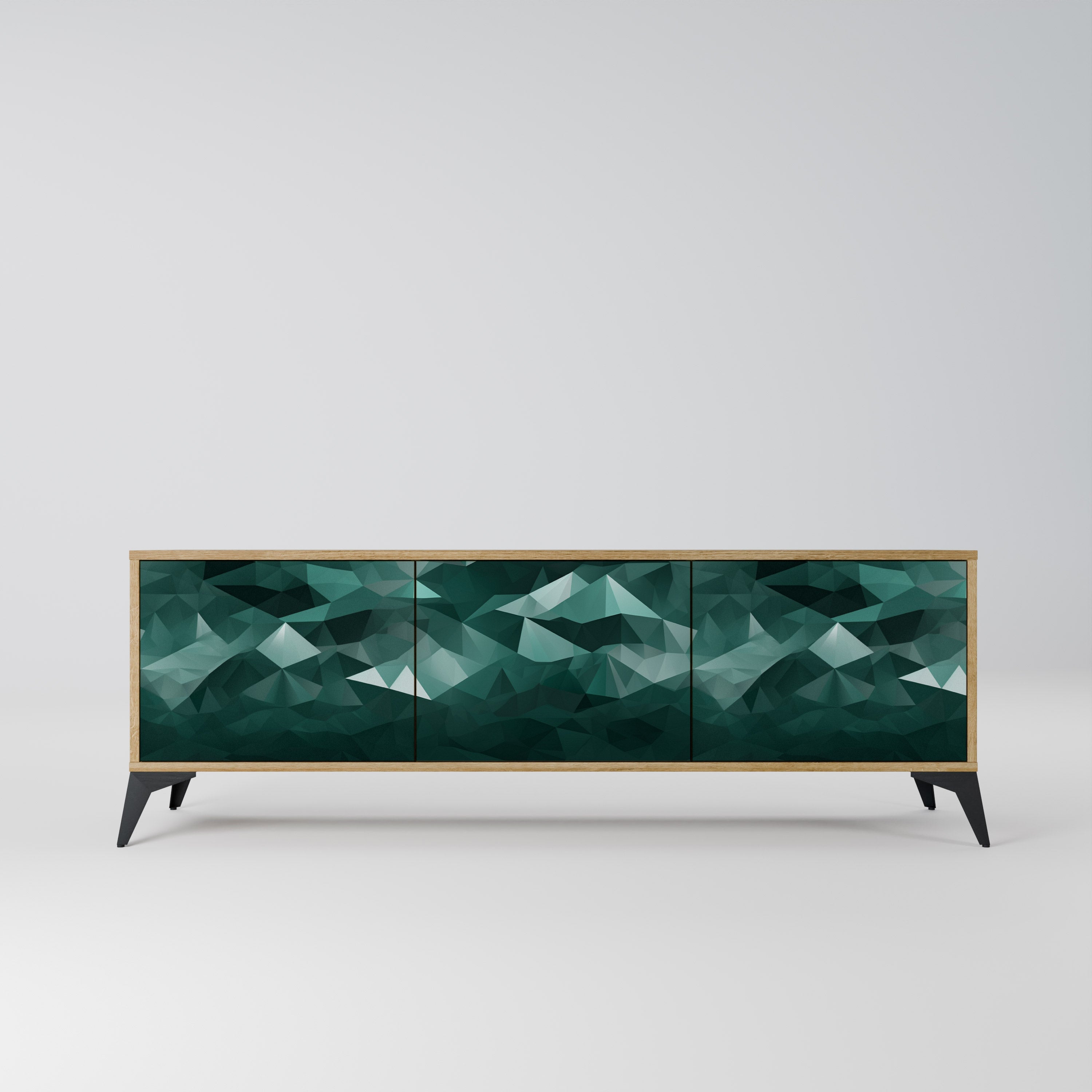 POLYGONAL FLOATING TV-Lowboard mit 3 Türen in Eiche-Optik