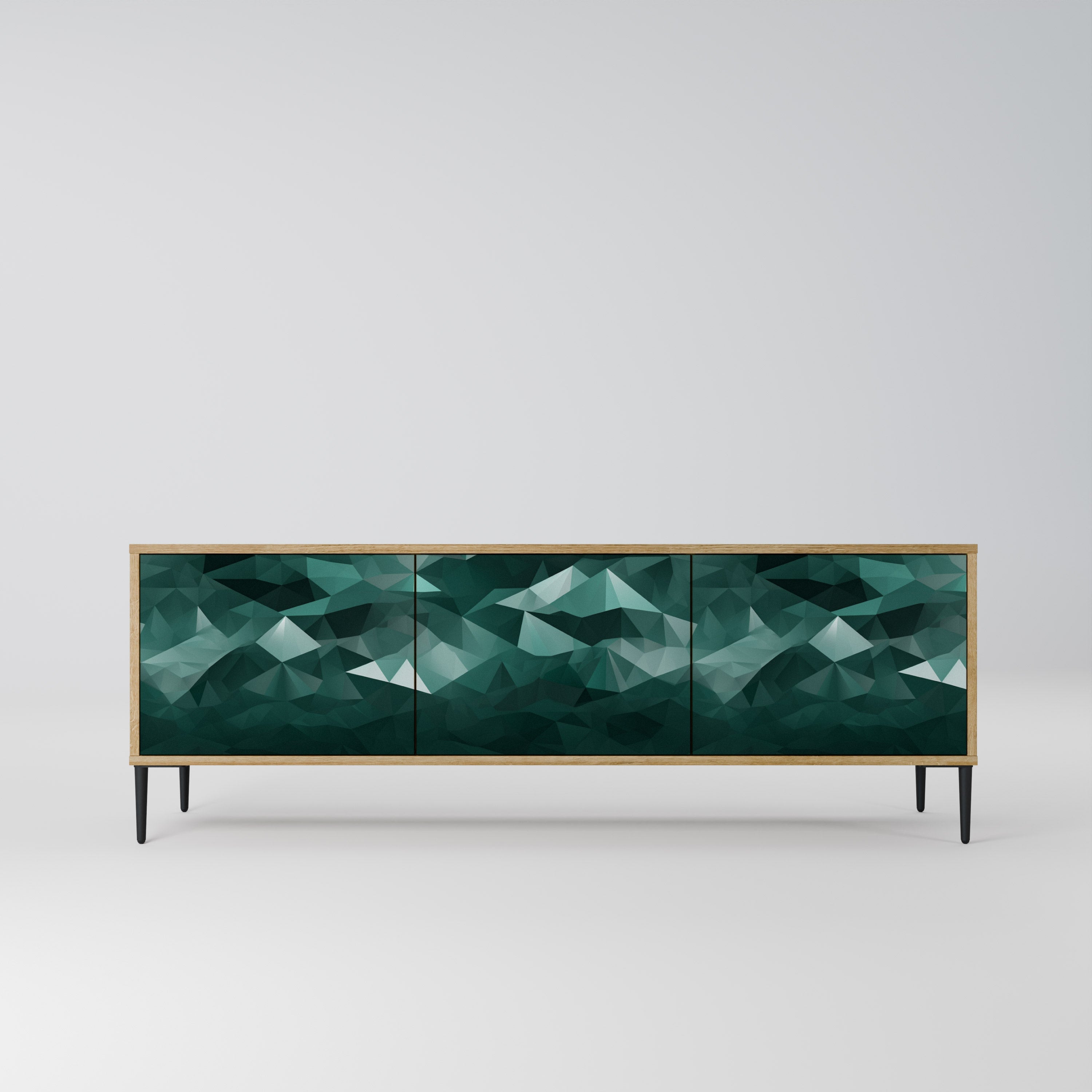 POLYGONAL FLOATING TV-Lowboard mit 3 Türen in Eiche-Optik