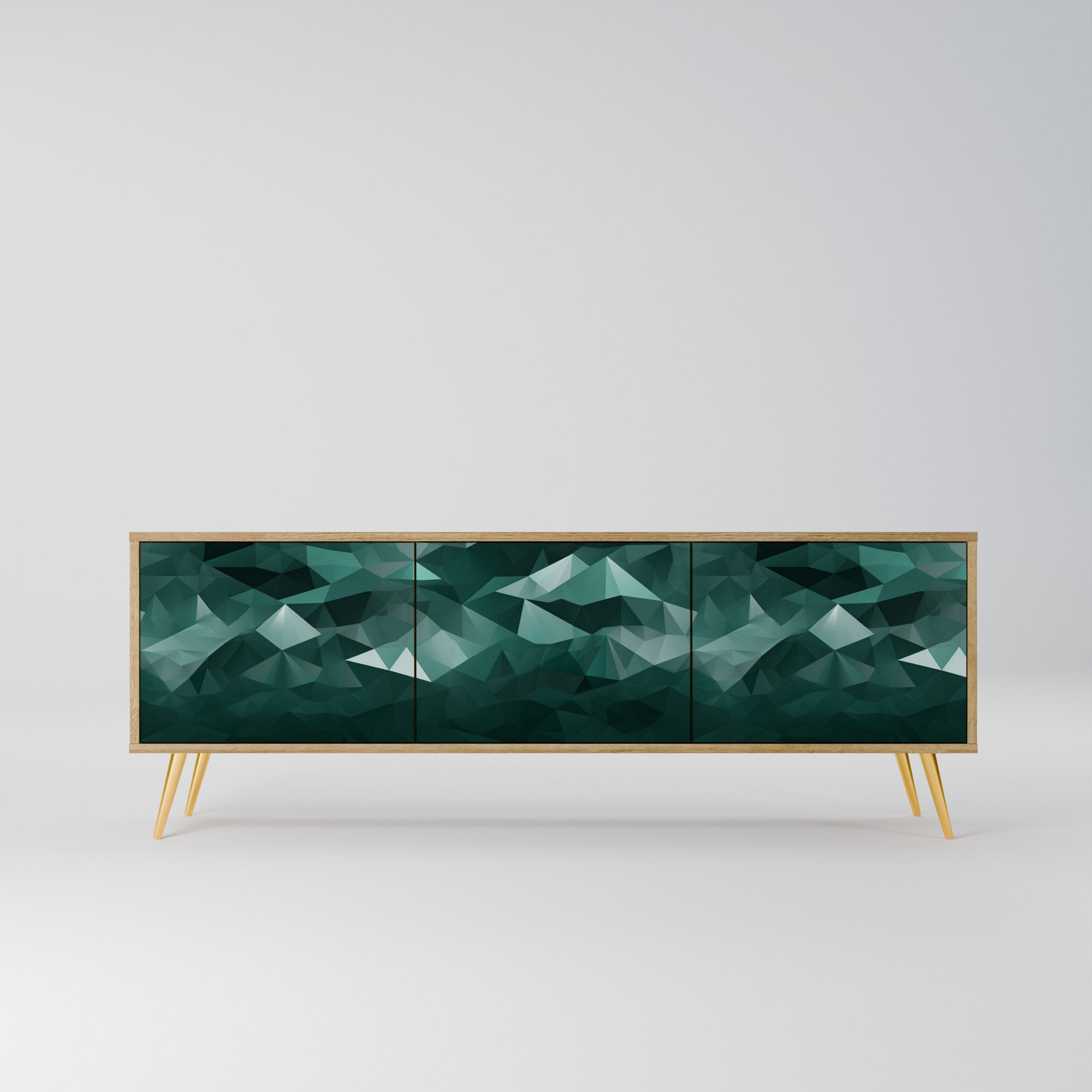 POLYGONAL FLOATING TV-Lowboard mit 3 Türen in Eiche-Optik