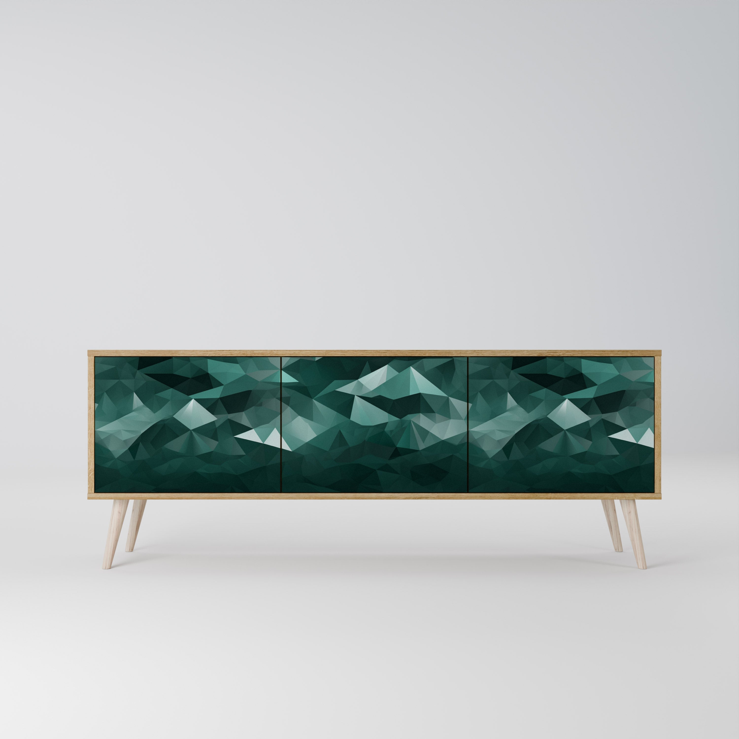 POLYGONAL FLOATING TV-Lowboard mit 3 Türen in Eiche-Optik