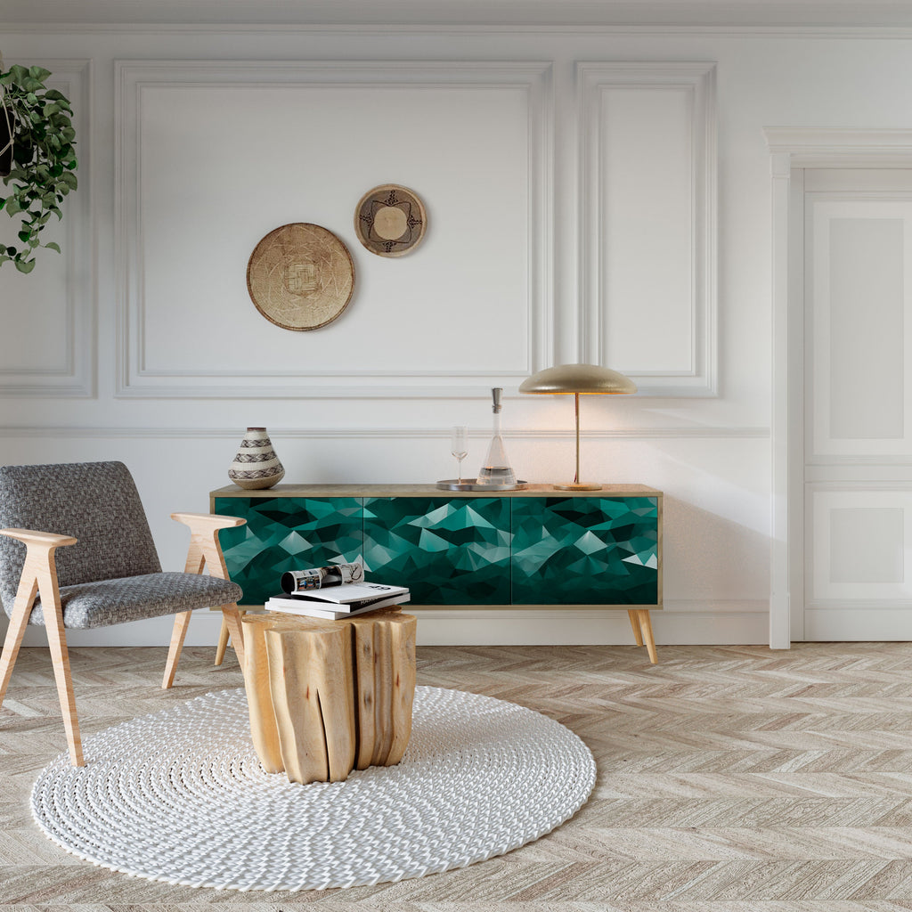 POLYGONAL FLOATING TV-Lowboard mit 3 Türen in Eiche-Optik