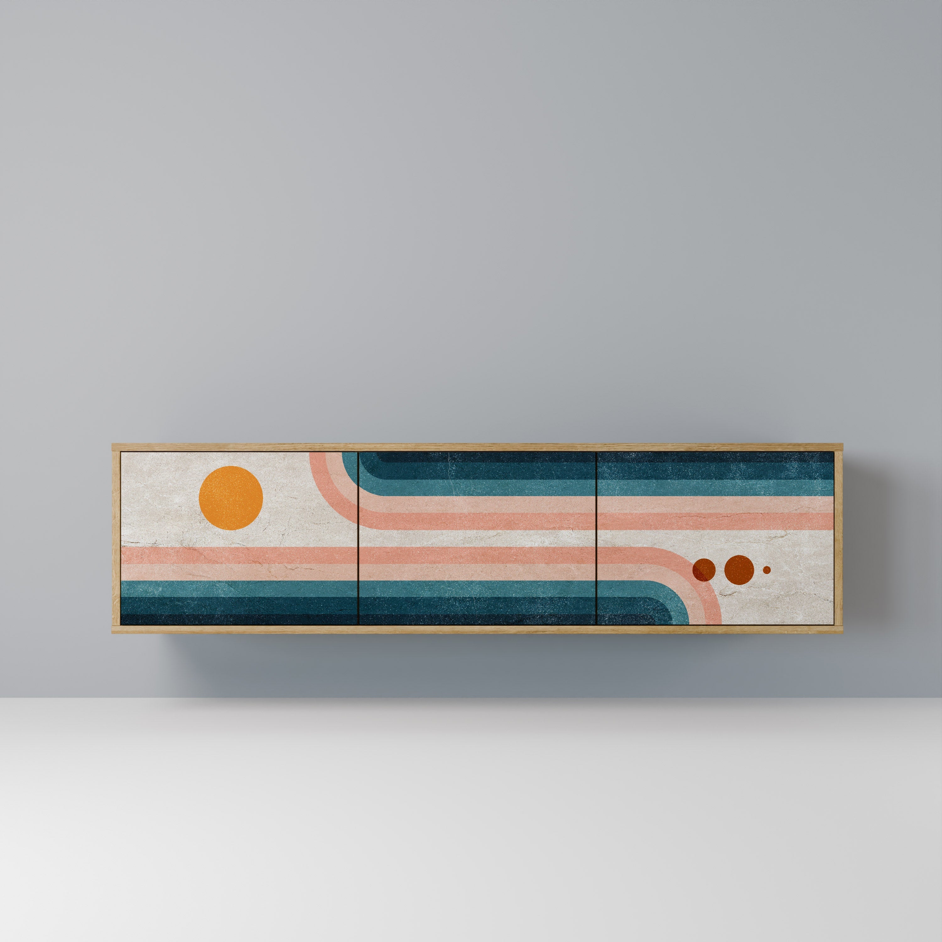 TWO HALVES TV-Lowboard mit 3 Türen in Eiche-Optik