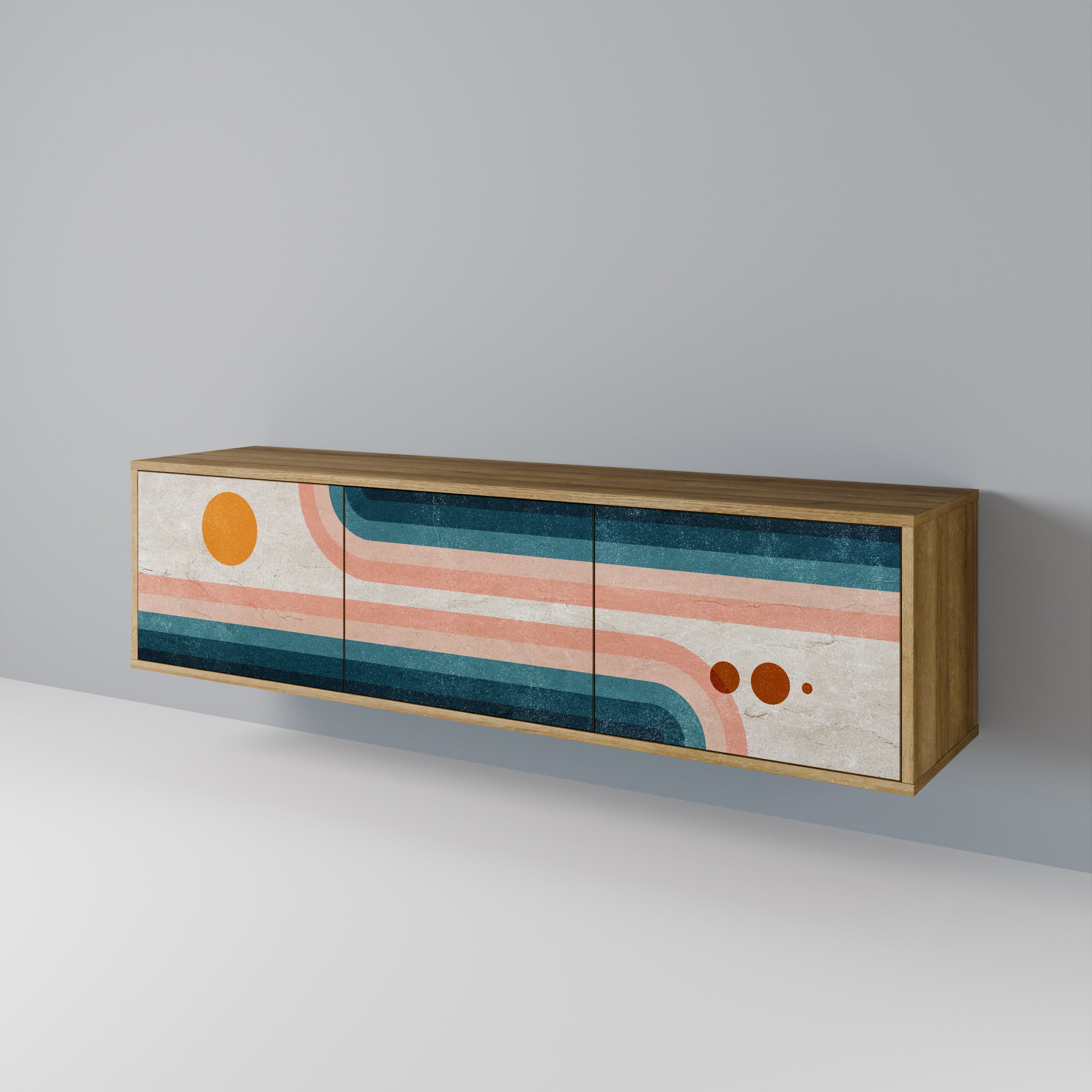 TWO HALVES TV-Lowboard mit 3 Türen in Eiche-Optik