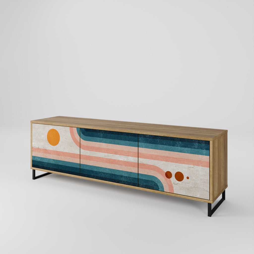 TWO HALVES TV-Lowboard mit 3 Türen in Eiche-Optik