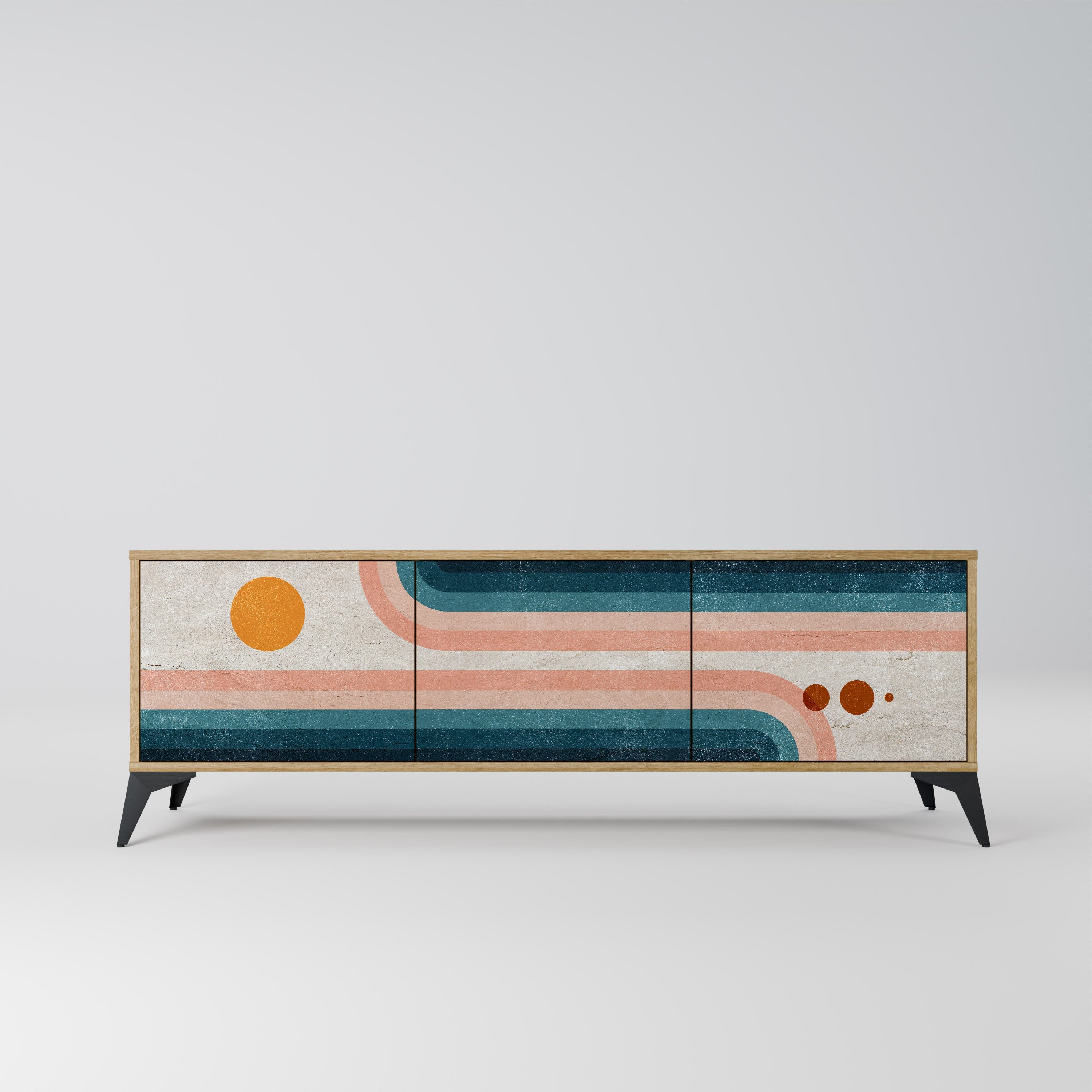 TWO HALVES TV-Lowboard mit 3 Türen in Eiche-Optik