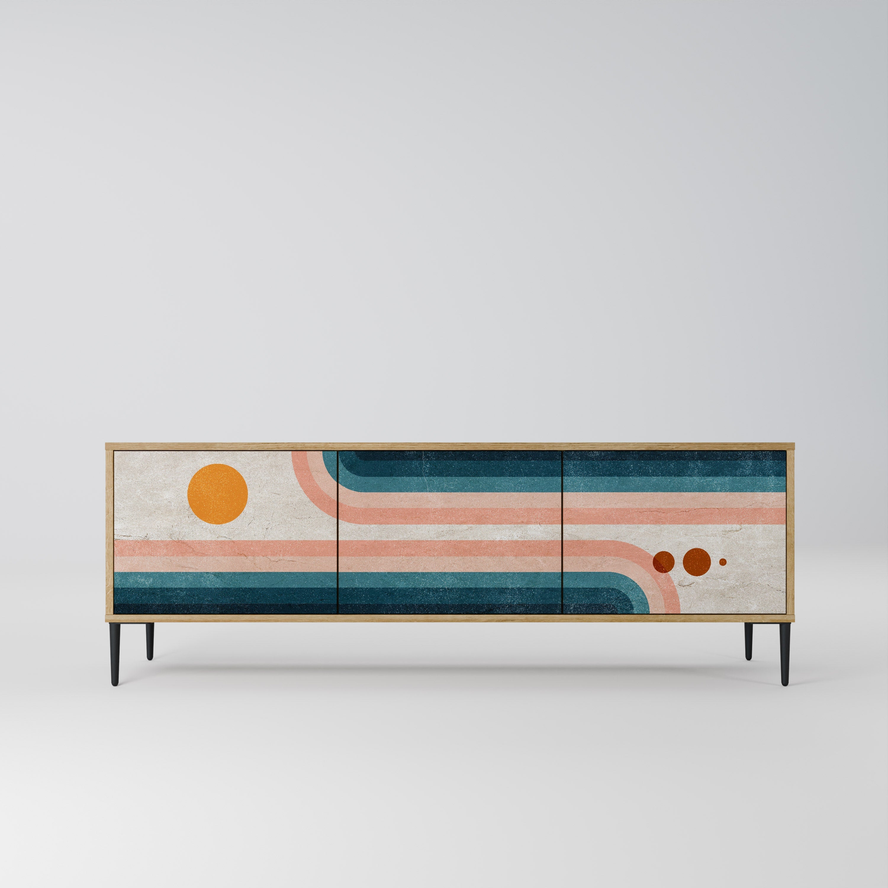 TWO HALVES TV-Lowboard mit 3 Türen in Eiche-Optik