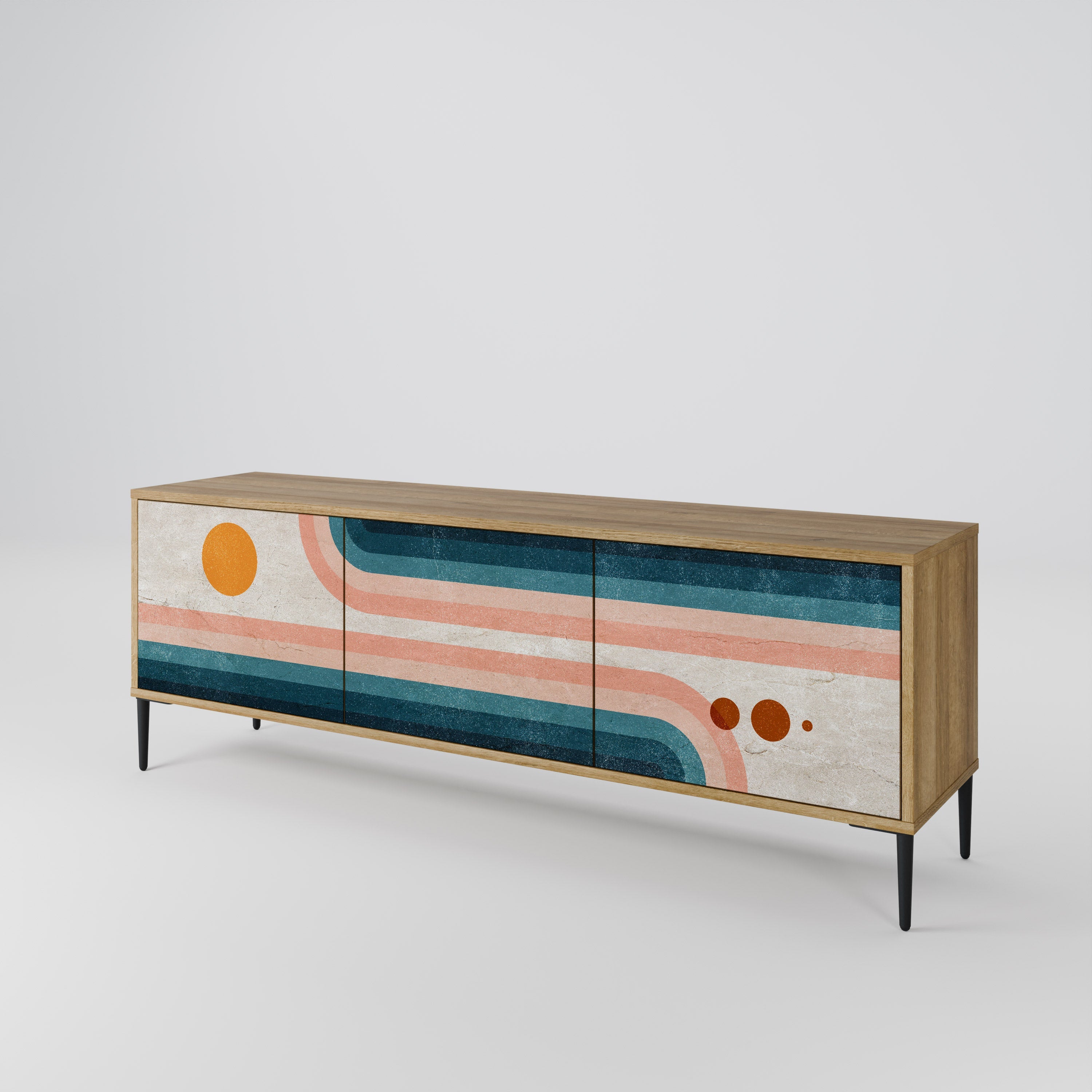 TWO HALVES TV-Lowboard mit 3 Türen in Eiche-Optik