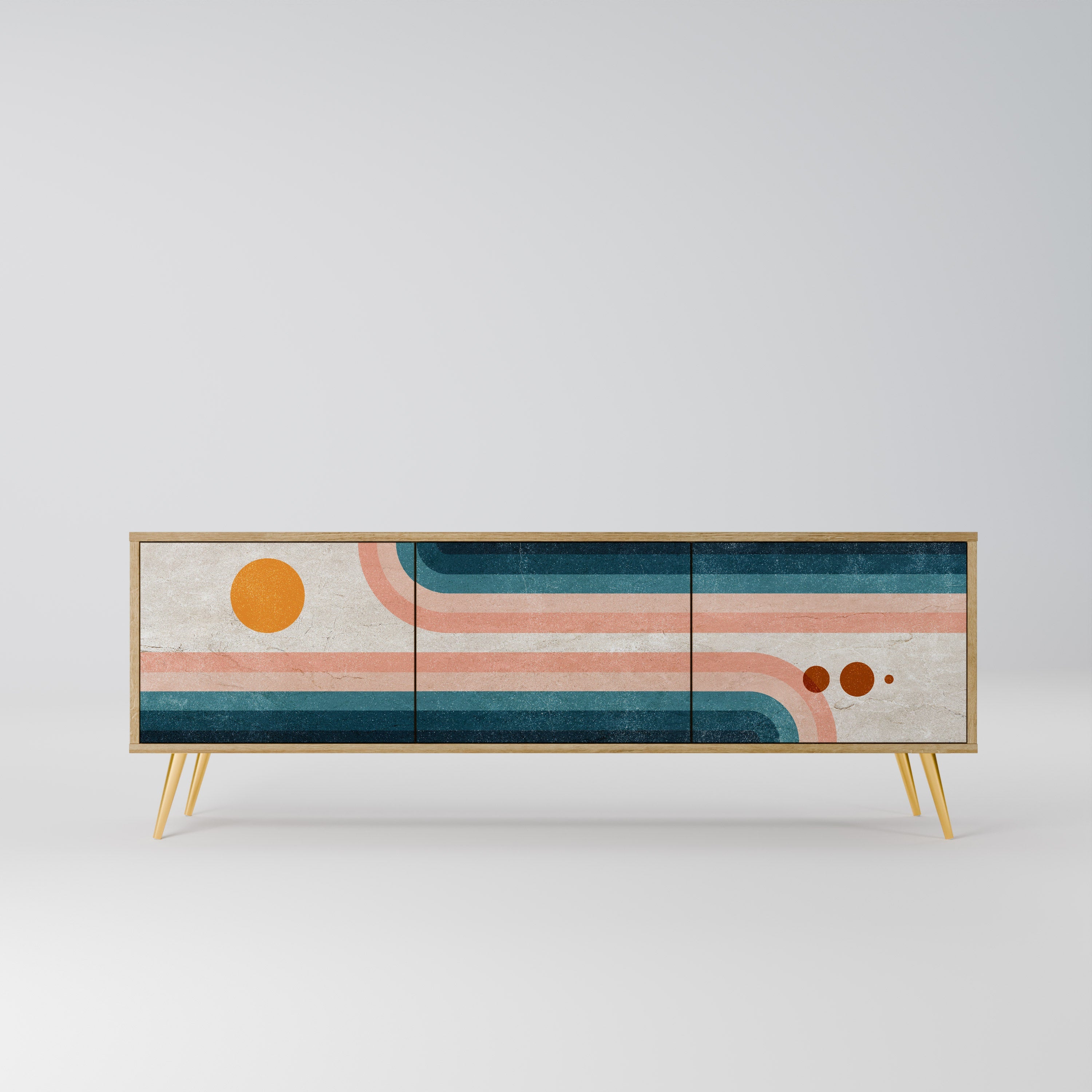 TWO HALVES TV-Lowboard mit 3 Türen in Eiche-Optik