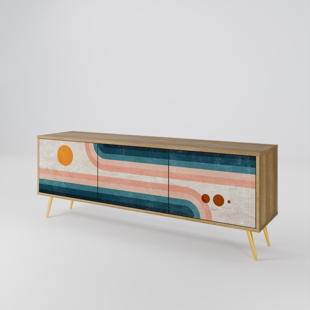 TWO HALVES TV-Lowboard mit 3 Türen in Eiche-Optik