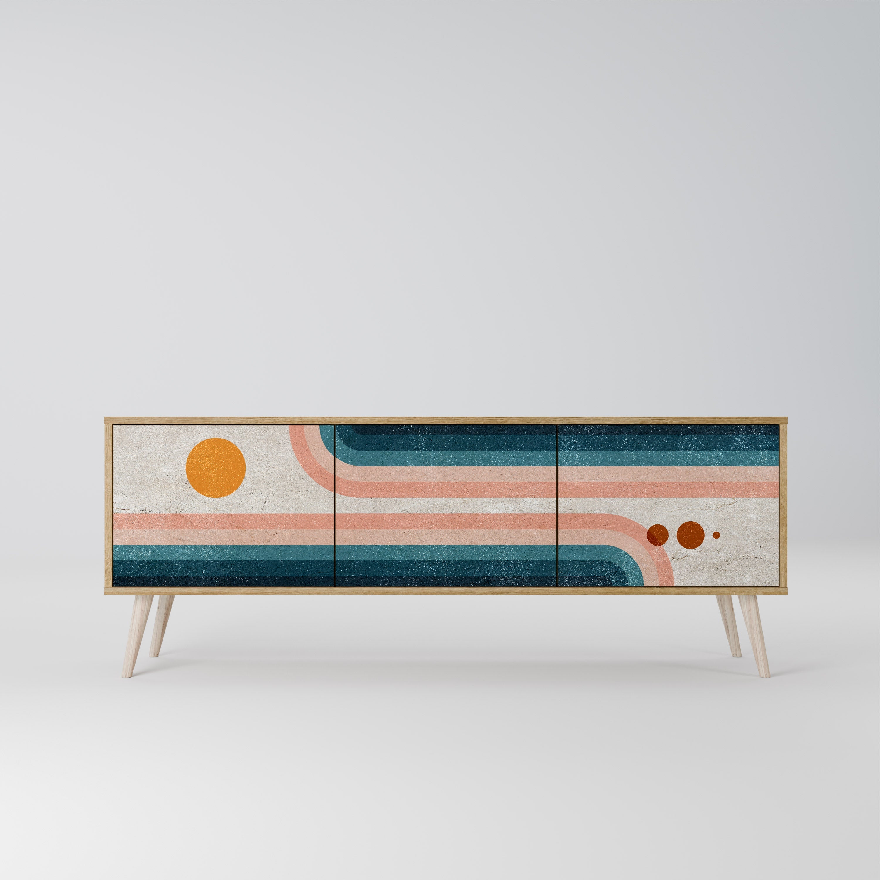 TWO HALVES TV-Lowboard mit 3 Türen in Eiche-Optik