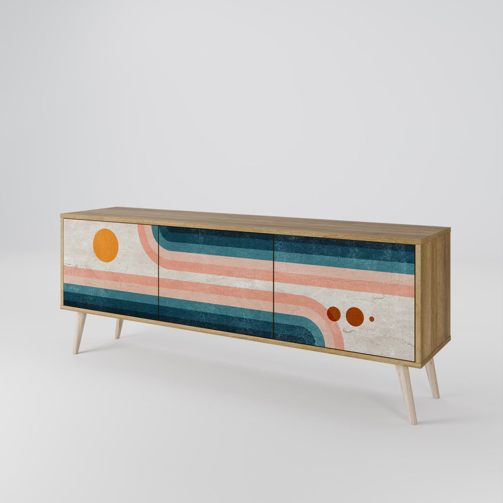 TWO HALVES TV-Lowboard mit 3 Türen in Eiche-Optik