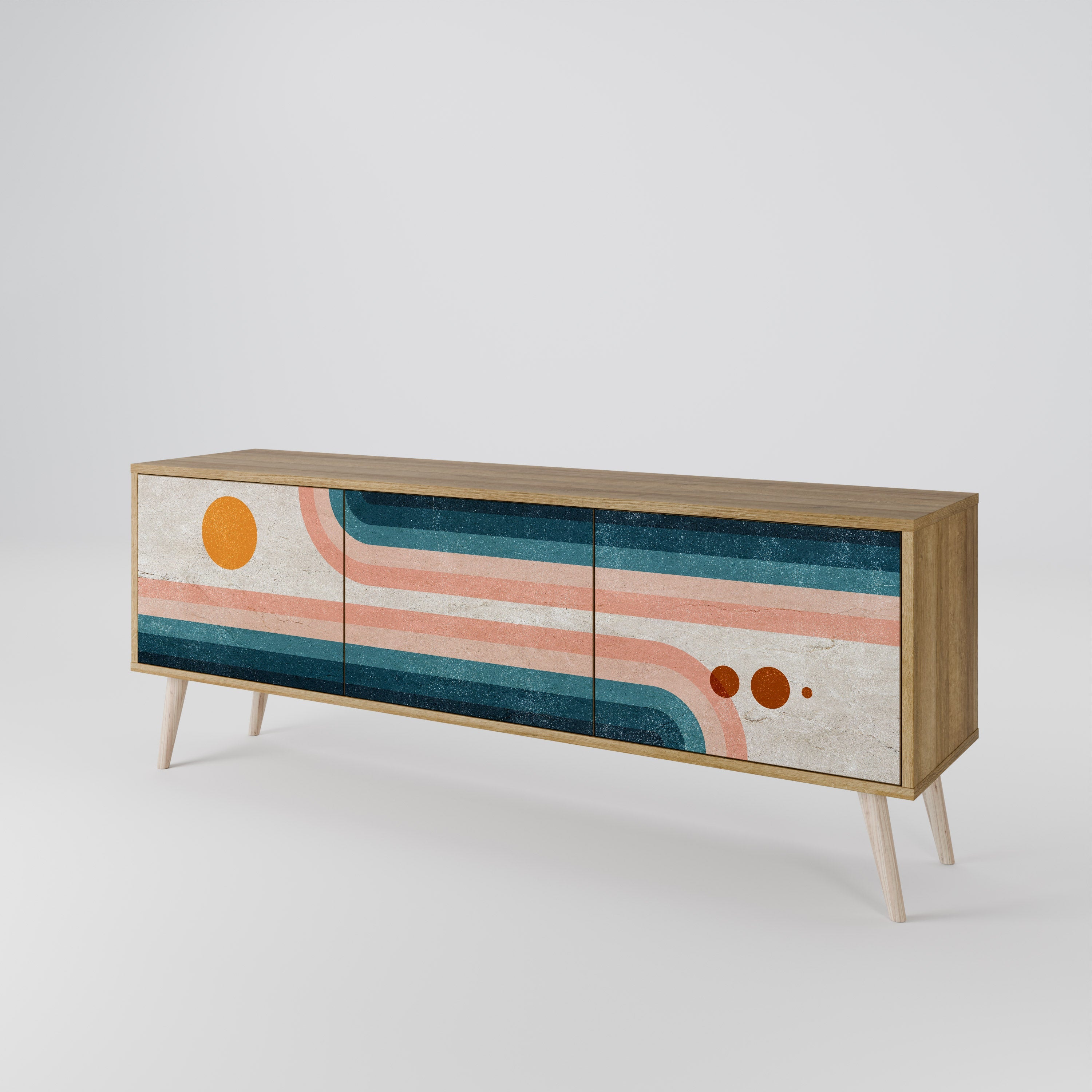 TWO HALVES TV-Lowboard mit 3 Türen in Eiche-Optik