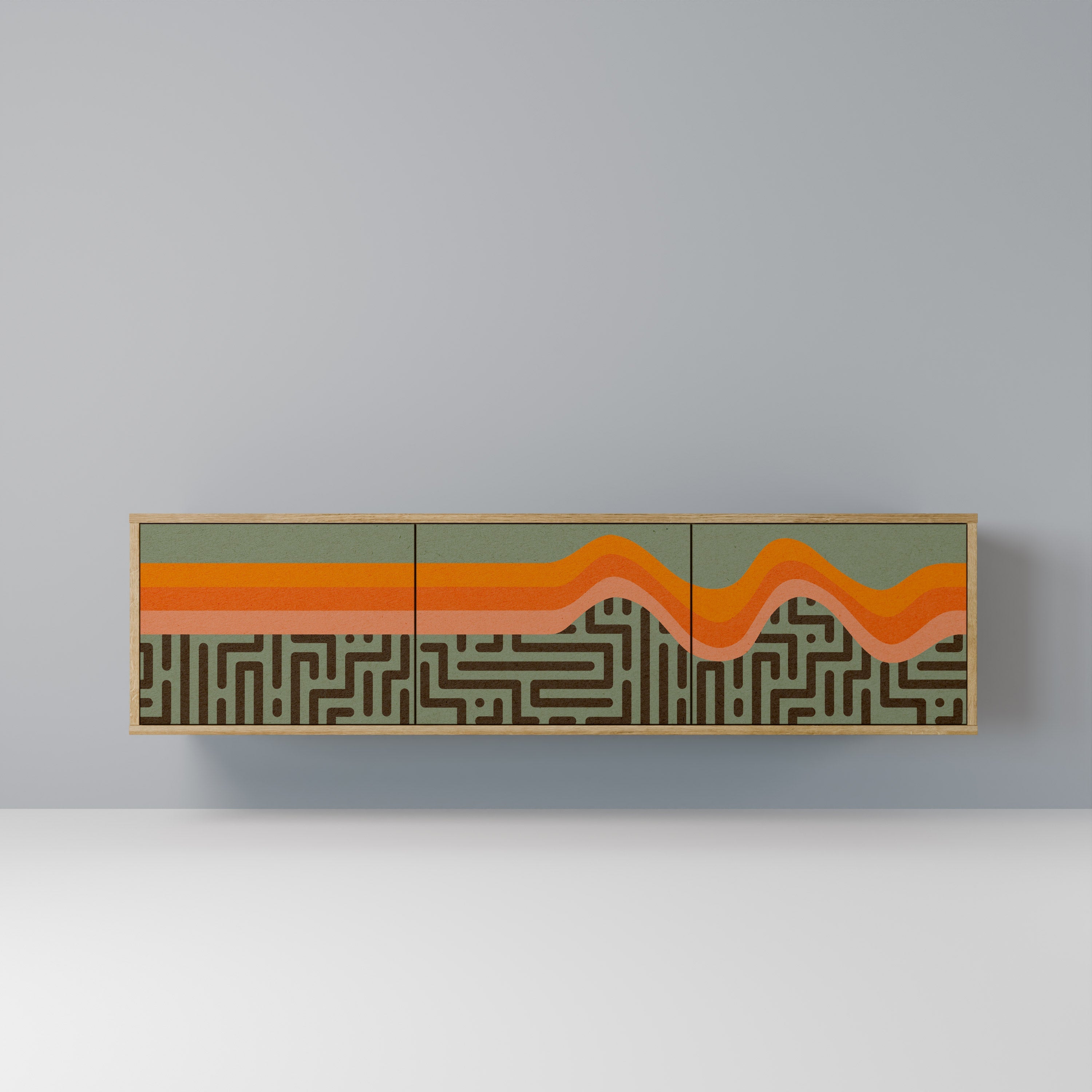 SIMPLE SOLUTIONS TV-Lowboard mit 3 Türen in Eiche-Optik