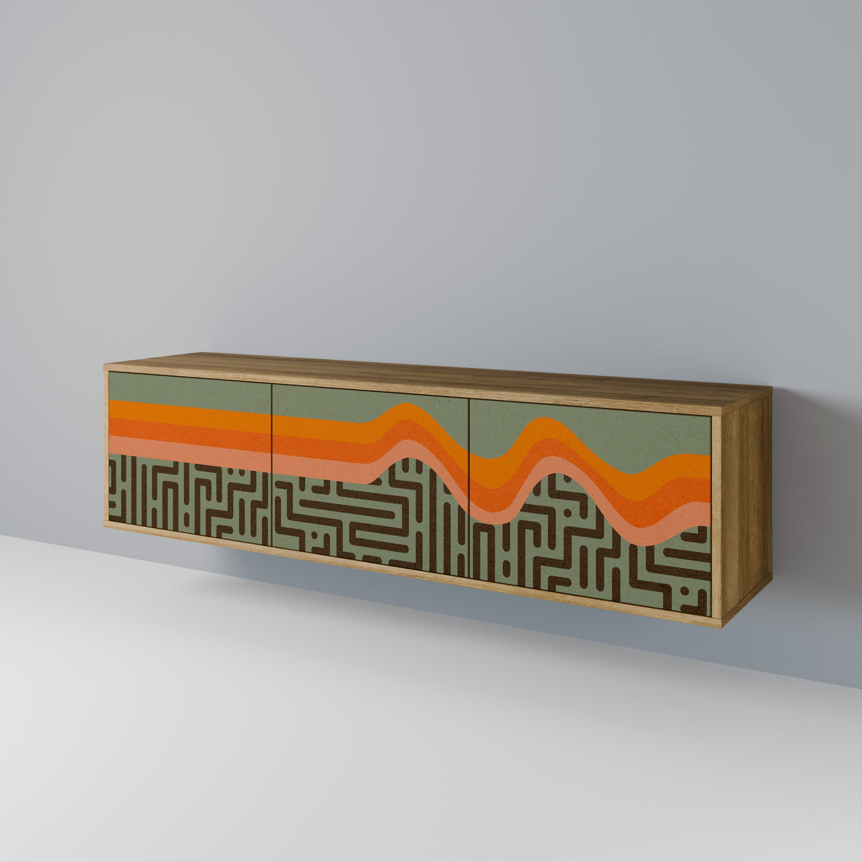 SIMPLE SOLUTIONS TV-Lowboard mit 3 Türen in Eiche-Optik