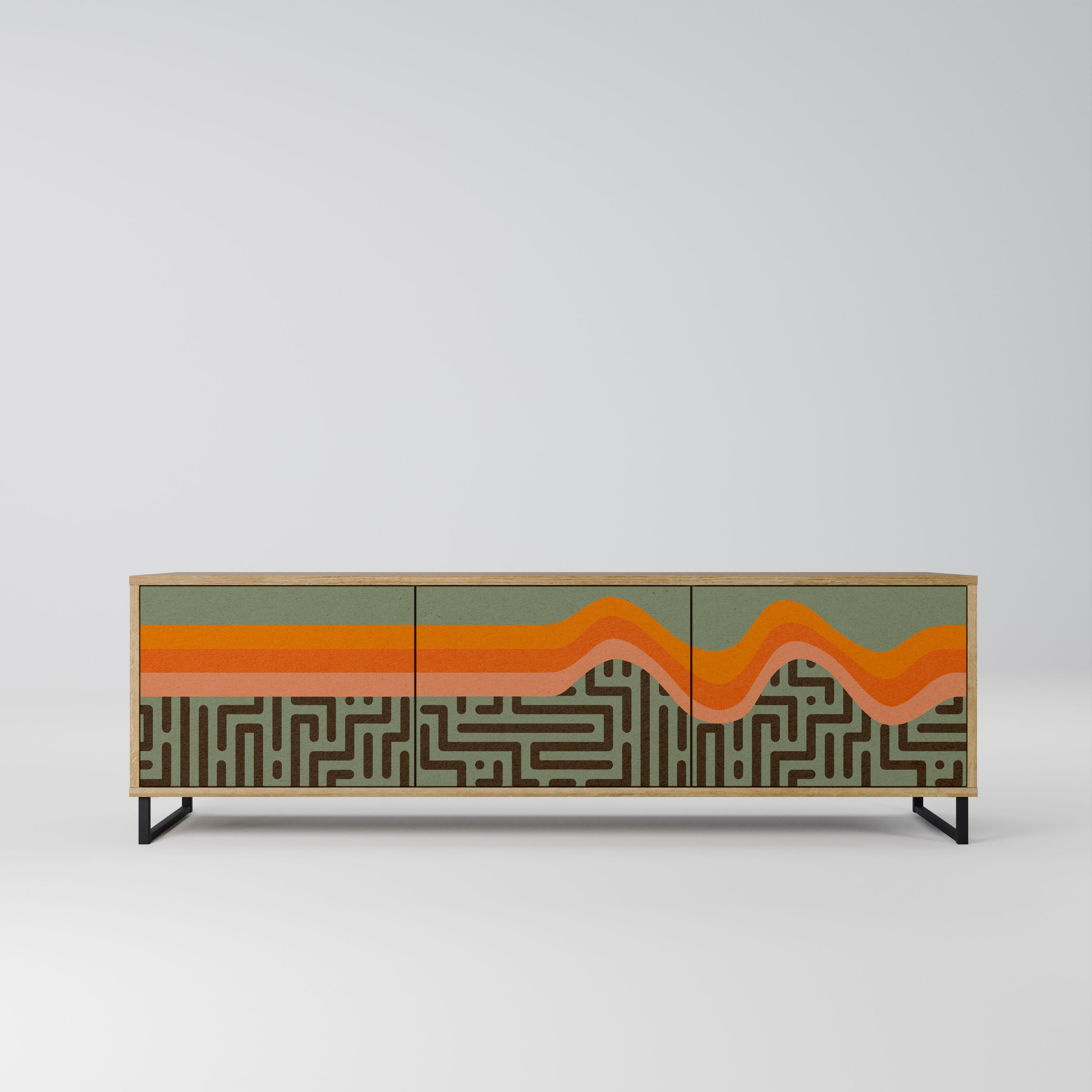 SIMPLE SOLUTIONS TV-Lowboard mit 3 Türen in Eiche-Optik