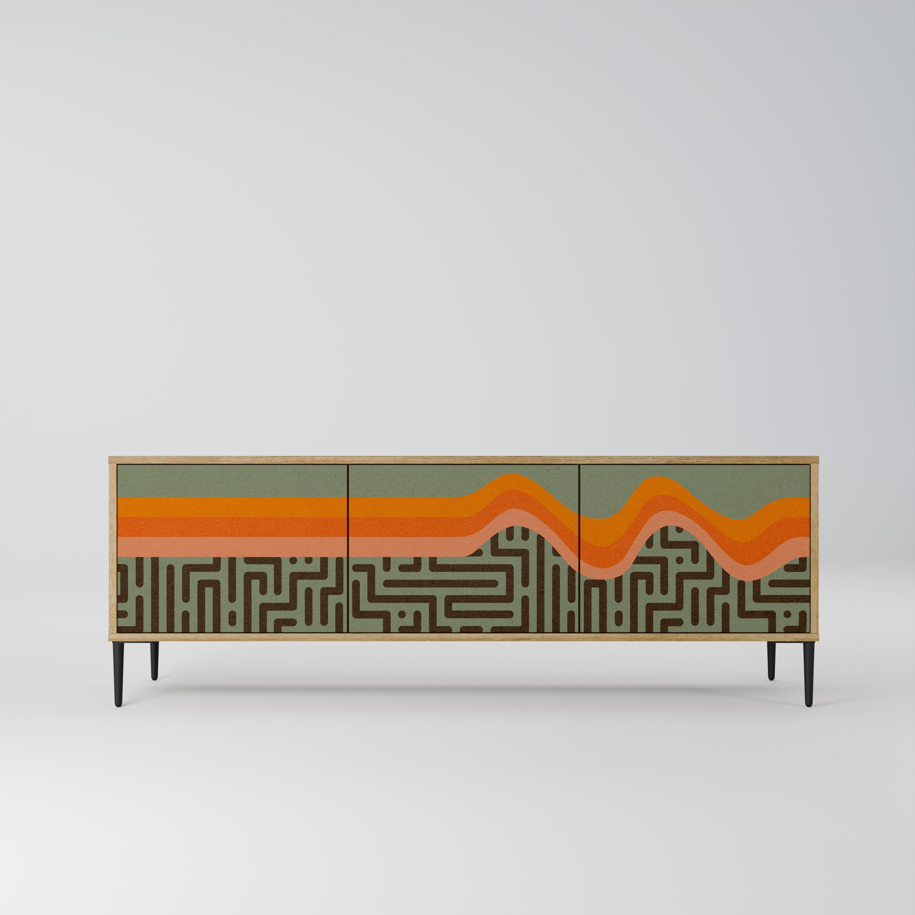 SIMPLE SOLUTIONS TV-Lowboard mit 3 Türen in Eiche-Optik