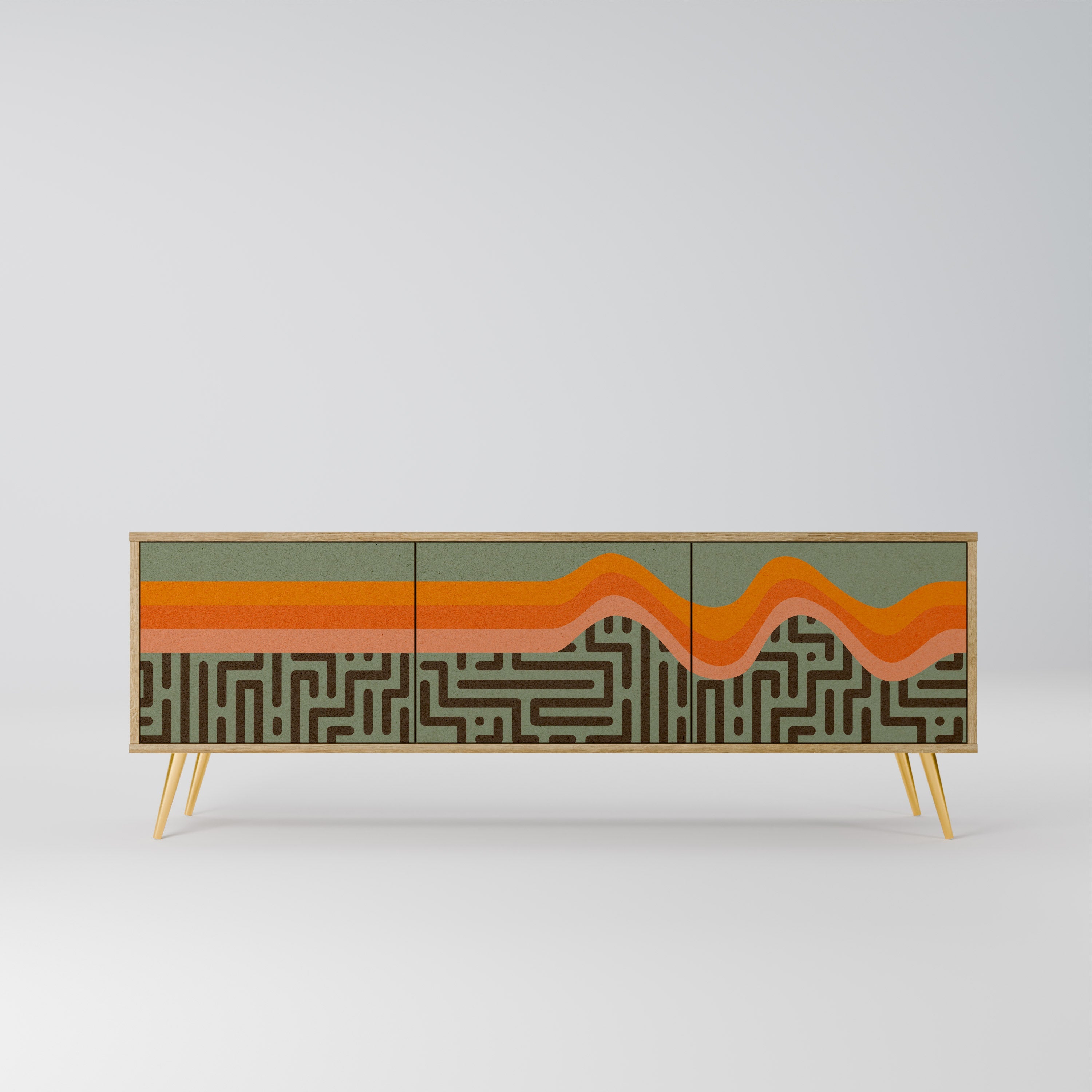 SIMPLE SOLUTIONS TV-Lowboard mit 3 Türen in Eiche-Optik