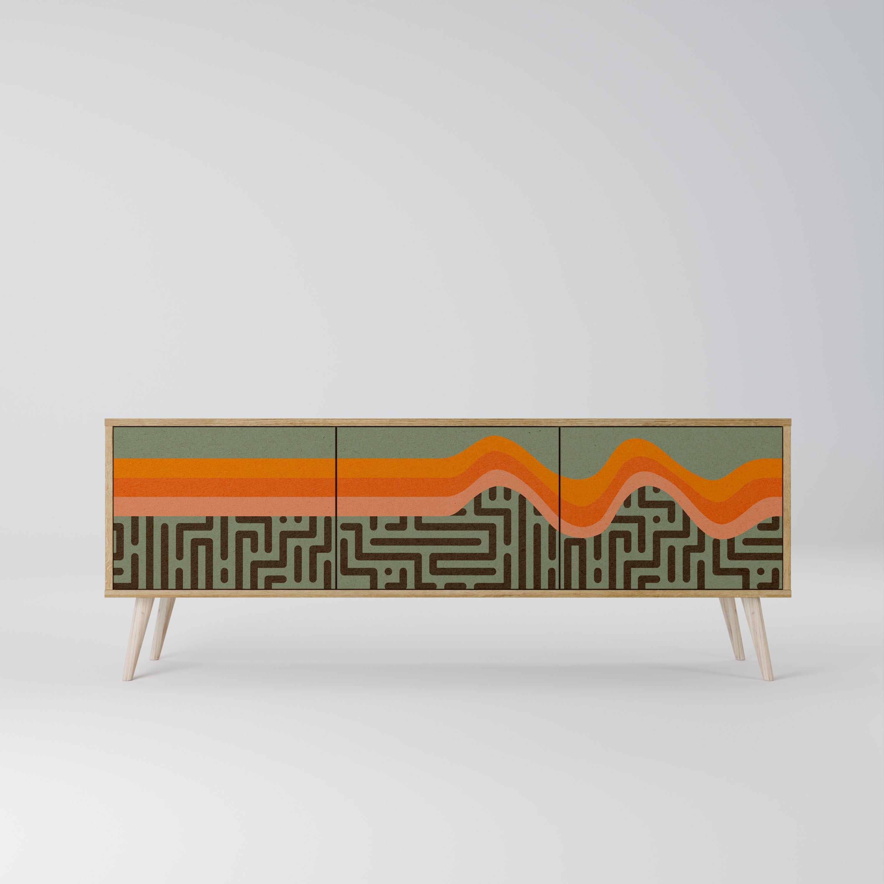 SIMPLE SOLUTIONS TV-Lowboard mit 3 Türen in Eiche-Optik