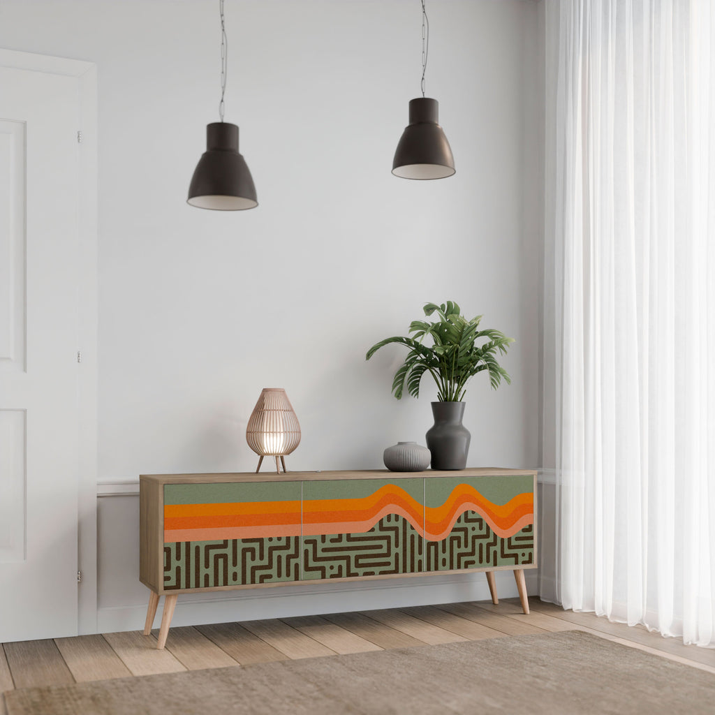 SIMPLE SOLUTIONS TV-Lowboard mit 3 Türen in Eiche-Optik