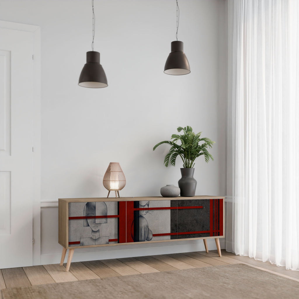 GRAY FIGURES TV-Lowboard mit 3 Türen in Eiche-Optik