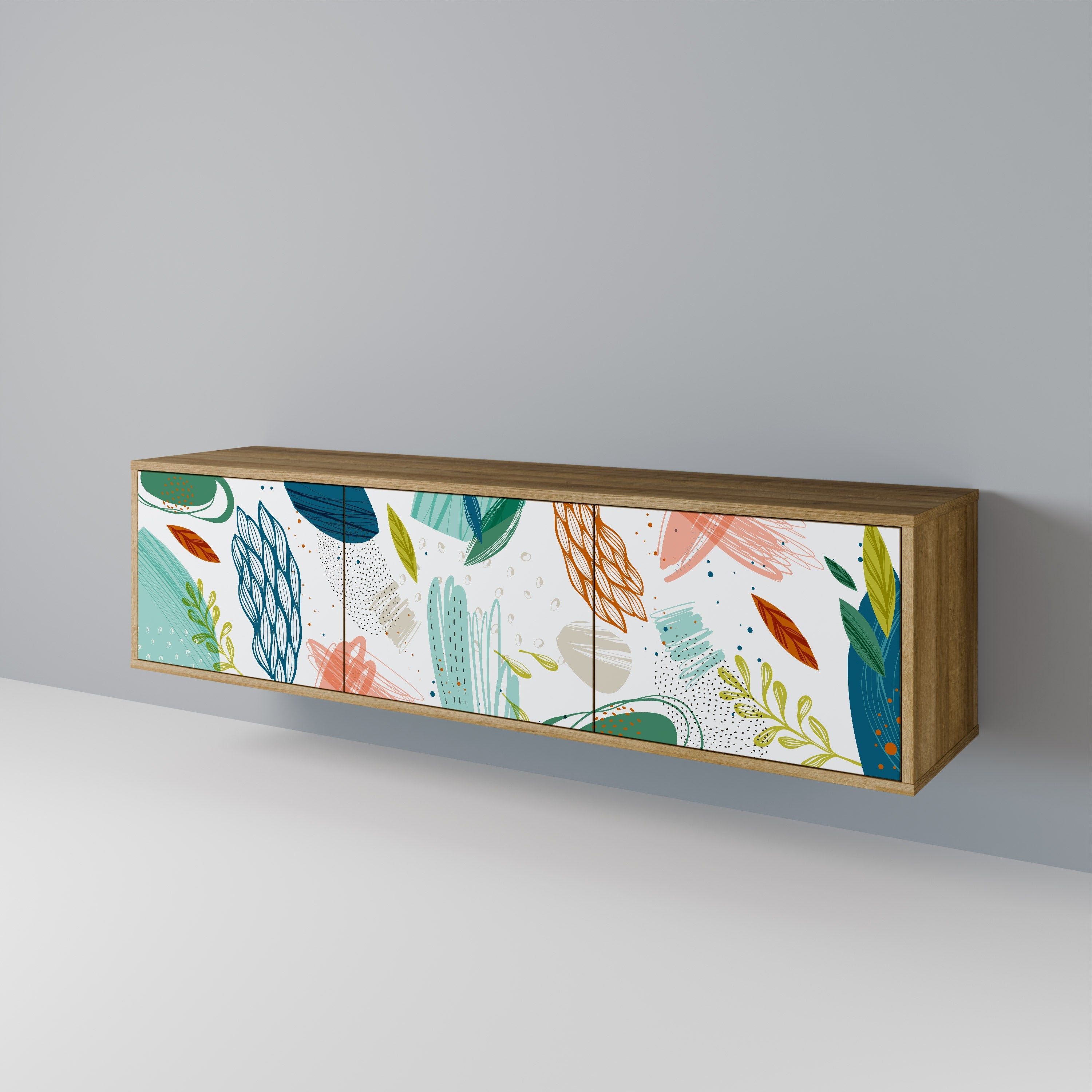 BOTANICAL HURRICANE TV-Lowboard mit 3 Türen in Eiche-Optik