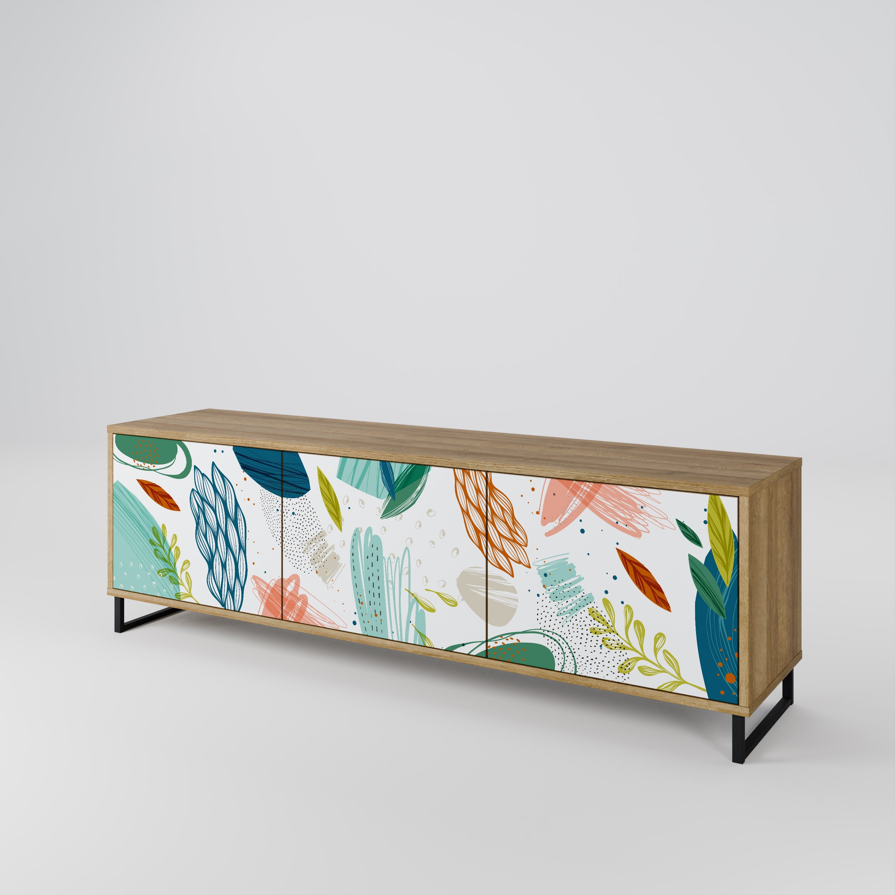 BOTANICAL HURRICANE TV-Lowboard mit 3 Türen in Eiche-Optik