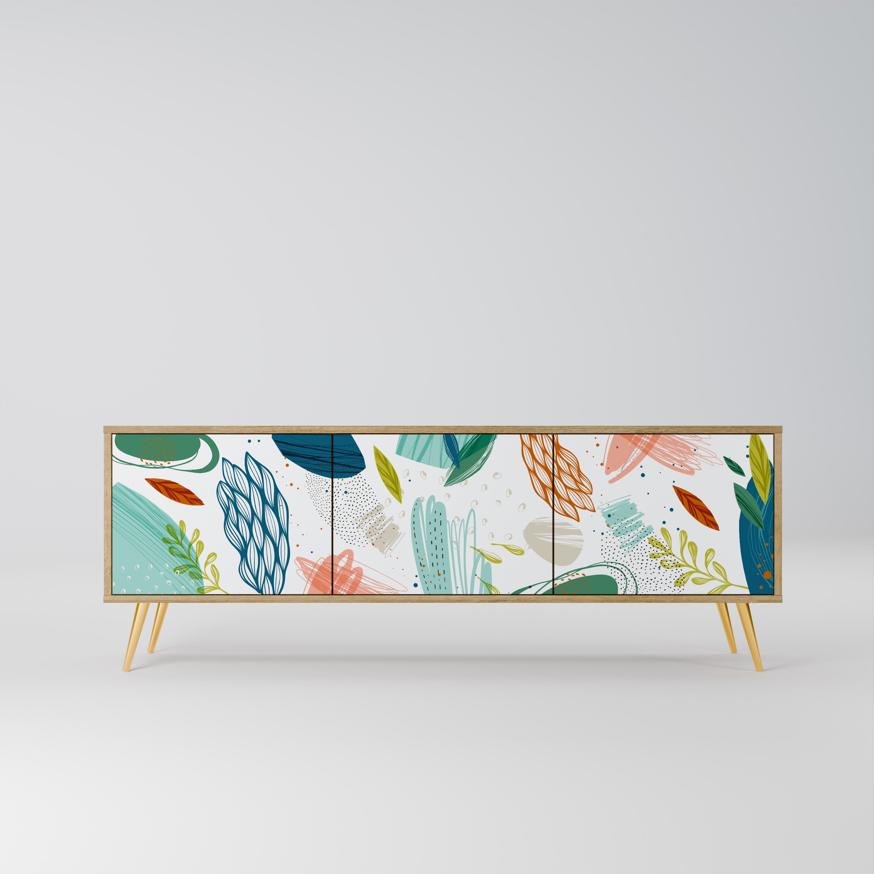 BOTANICAL HURRICANE TV-Lowboard mit 3 Türen in Eiche-Optik