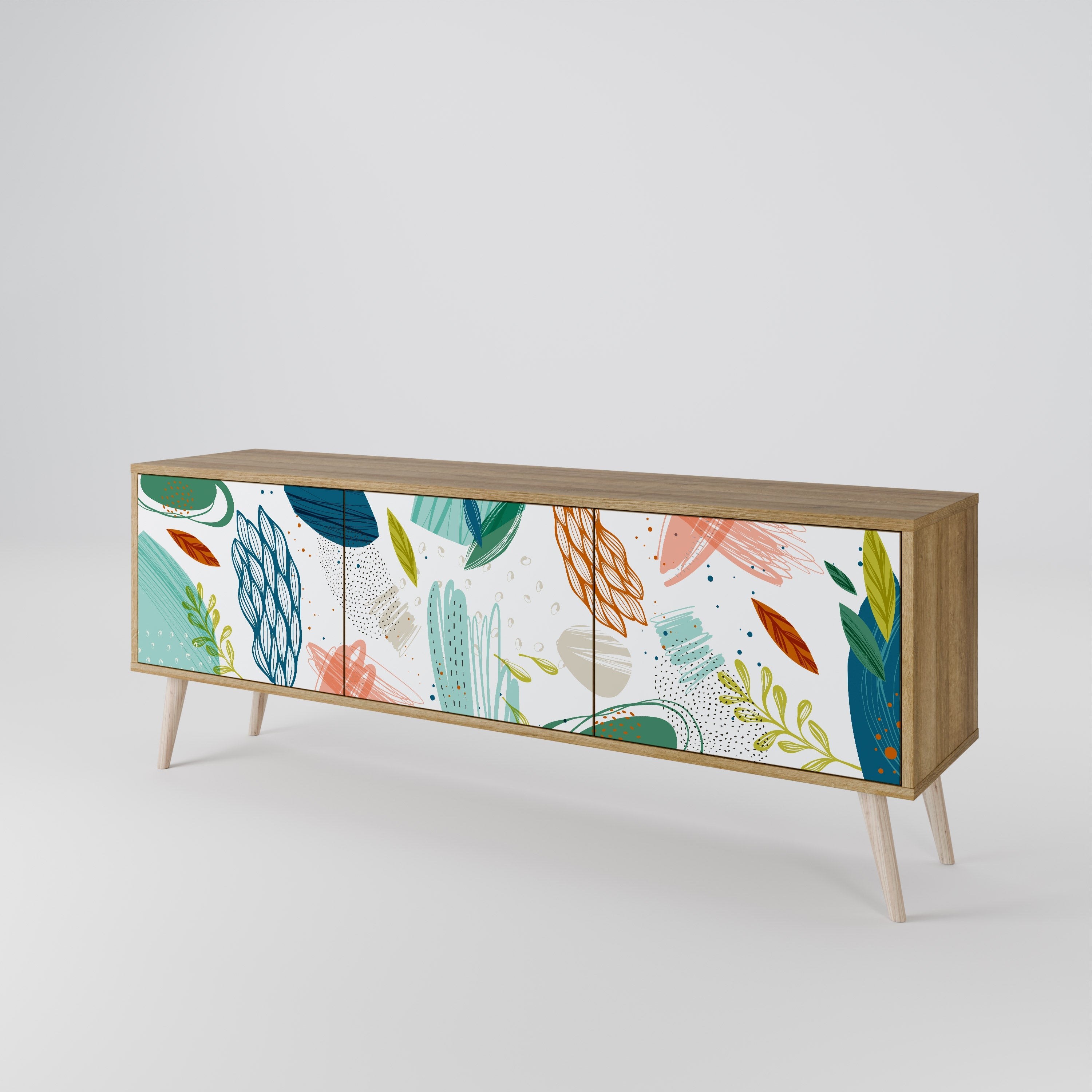 BOTANICAL HURRICANE TV-Lowboard mit 3 Türen in Eiche-Optik