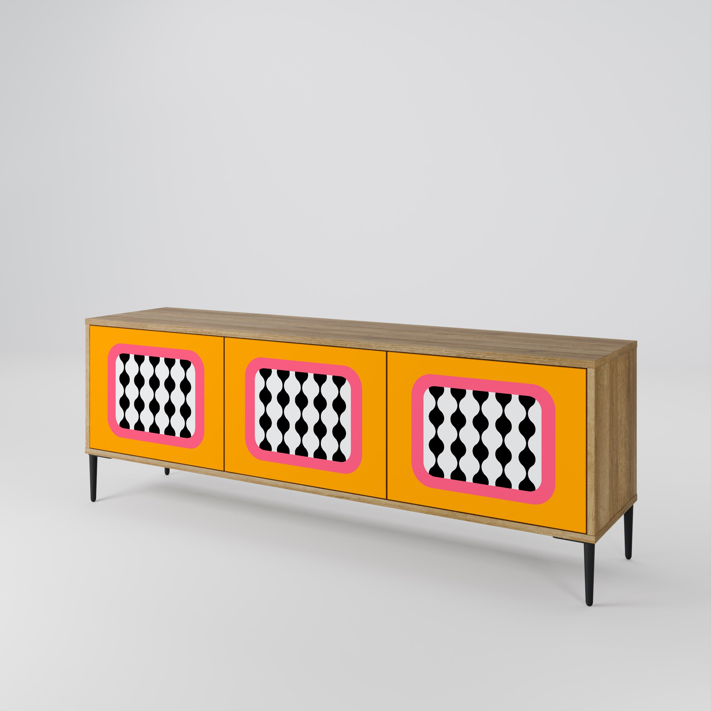 TEARS IN HEAVEN TV-Lowboard mit 3 Türen in Eiche-Optik