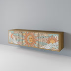 MYSTICAL STRUCTURE TV-Lowboard mit 3 Türen in Eiche-Optik