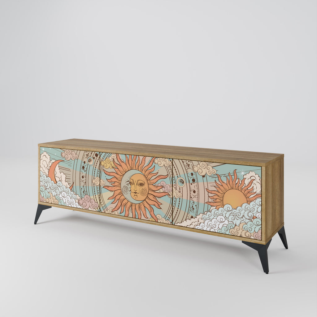 MYSTICAL STRUCTURE TV-Lowboard mit 3 Türen in Eiche-Optik