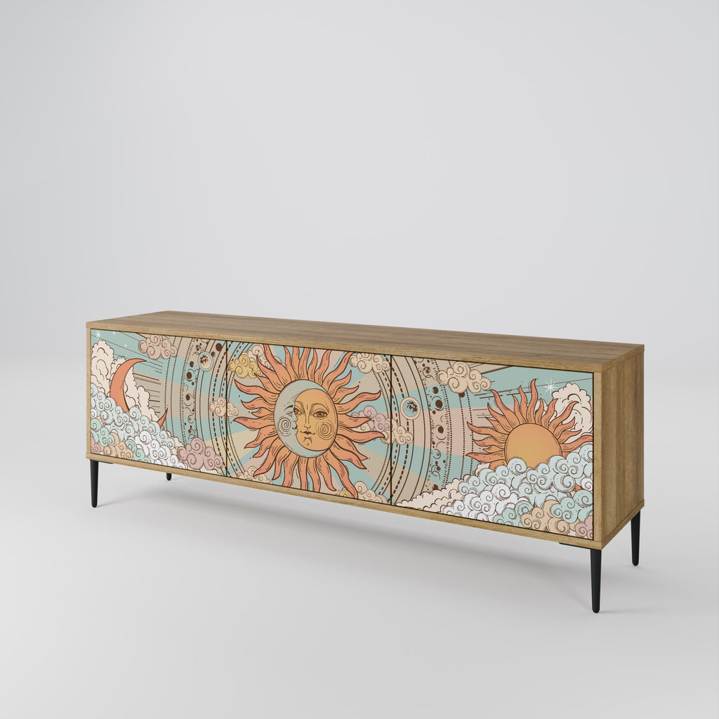 MYSTICAL STRUCTURE TV-Lowboard mit 3 Türen in Eiche-Optik