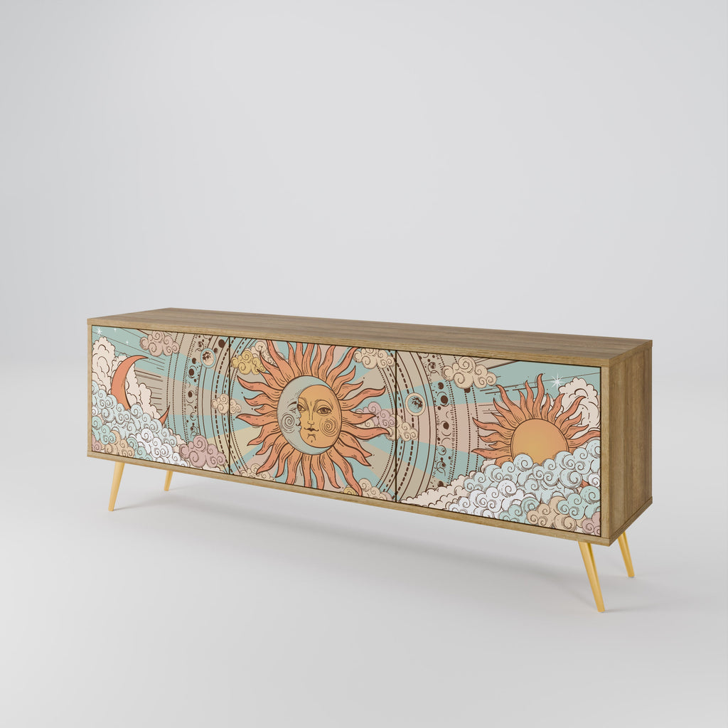 MYSTICAL STRUCTURE TV-Lowboard mit 3 Türen in Eiche-Optik