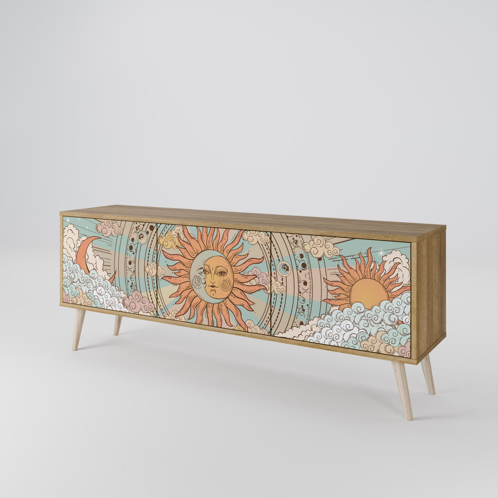 MYSTICAL STRUCTURE TV-Lowboard mit 3 Türen in Eiche-Optik