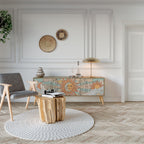 MYSTICAL STRUCTURE TV-Lowboard mit 3 Türen in Eiche-Optik