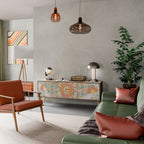 MYSTICAL STRUCTURE TV-Lowboard mit 3 Türen in Eiche-Optik