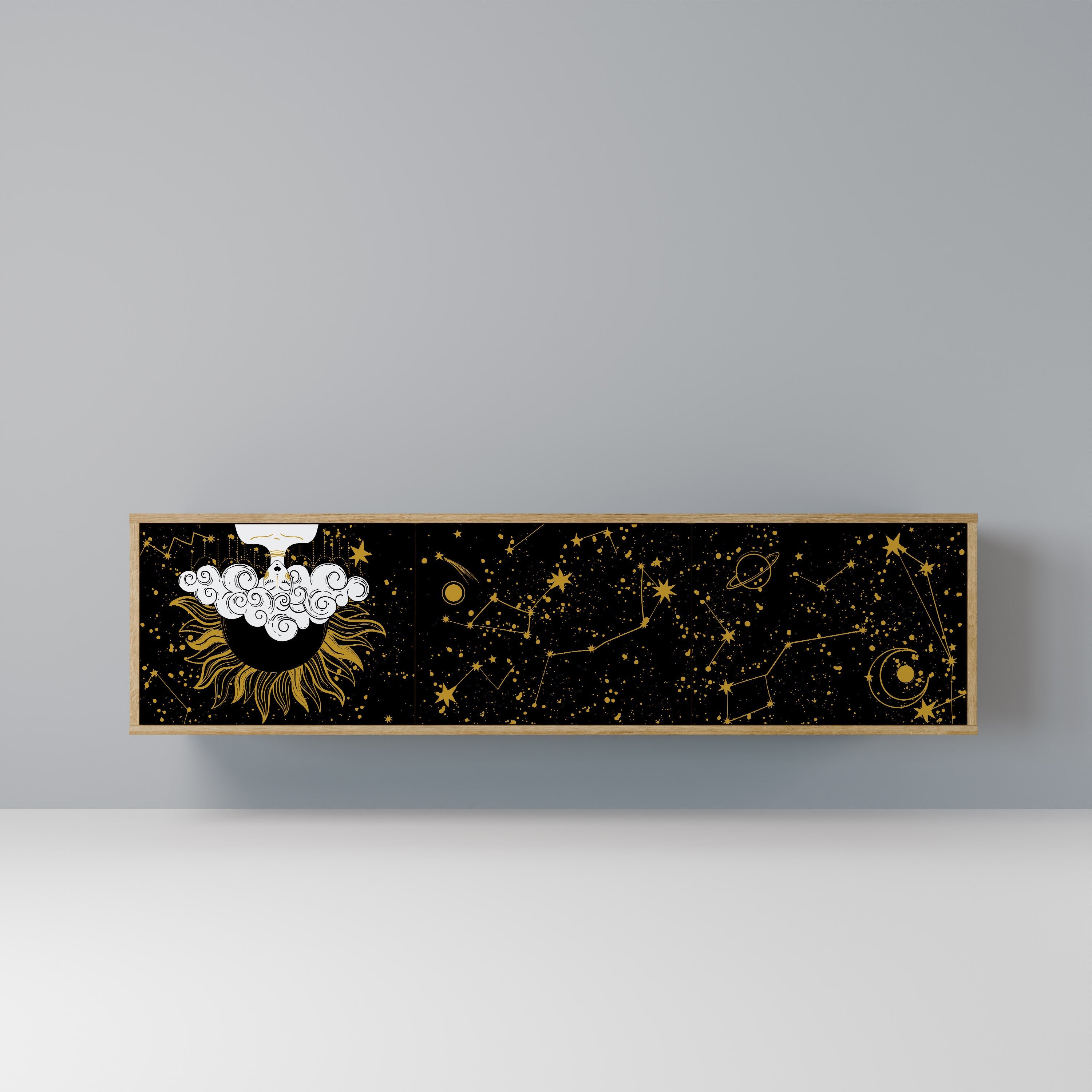 STELLAR CONSTELLATIONS TV-Lowboard mit 3 Türen in Eiche-Optik