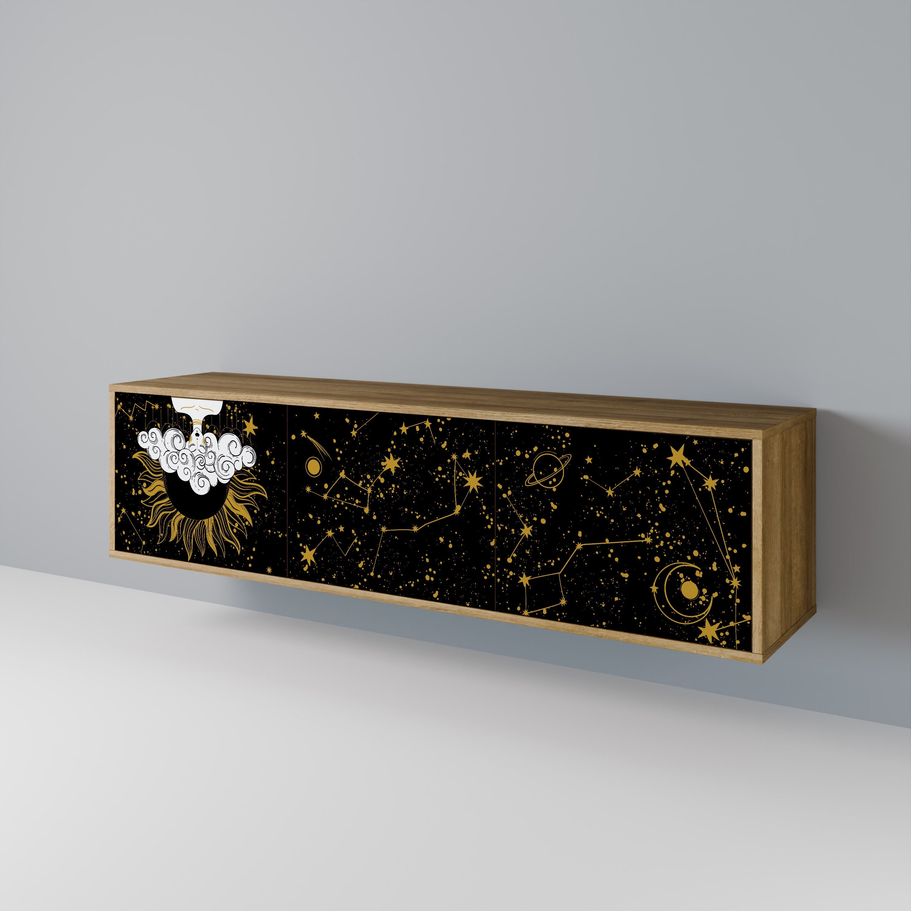 STELLAR CONSTELLATIONS TV-Lowboard mit 3 Türen in Eiche-Optik