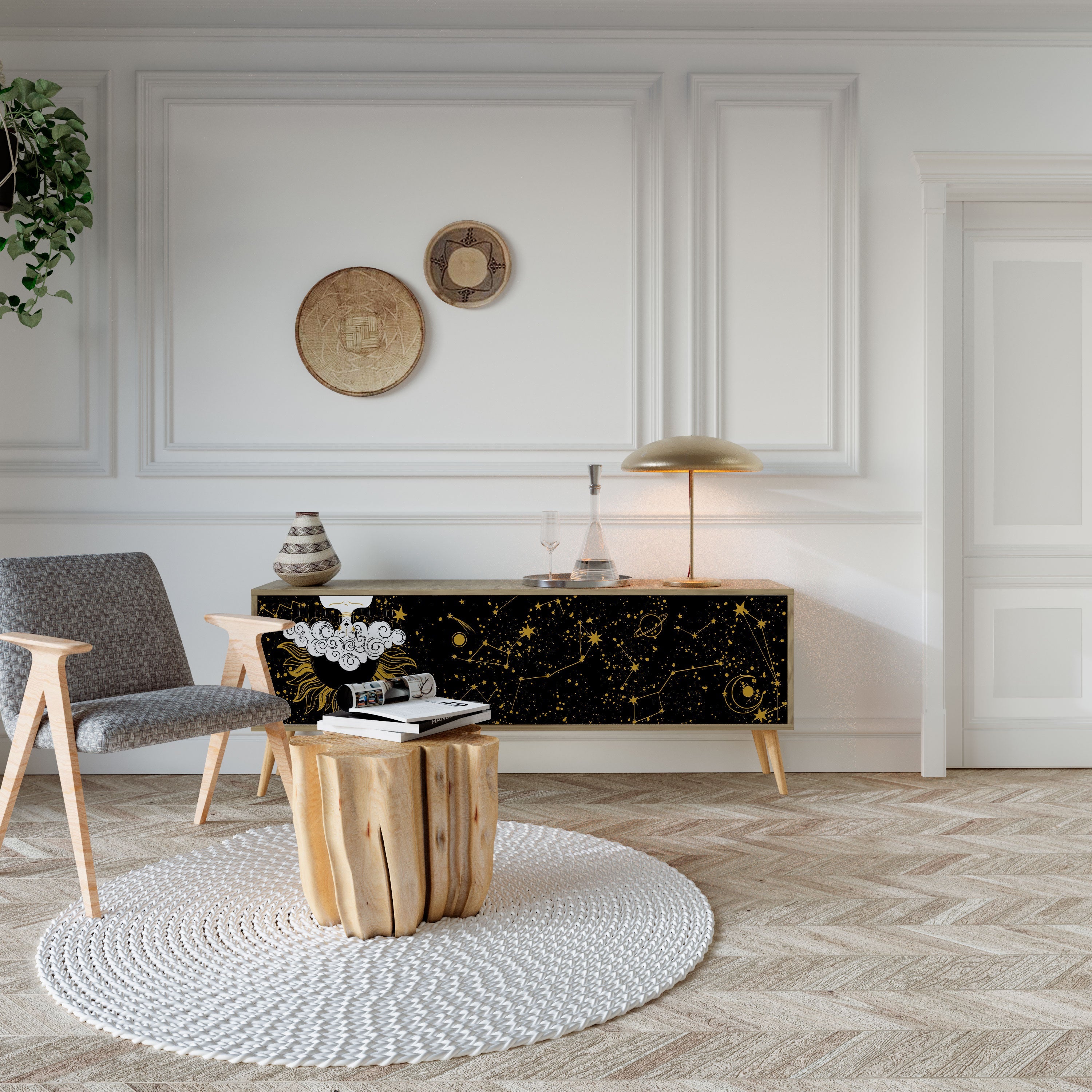 STELLAR CONSTELLATIONS TV-Lowboard mit 3 Türen in Eiche-Optik