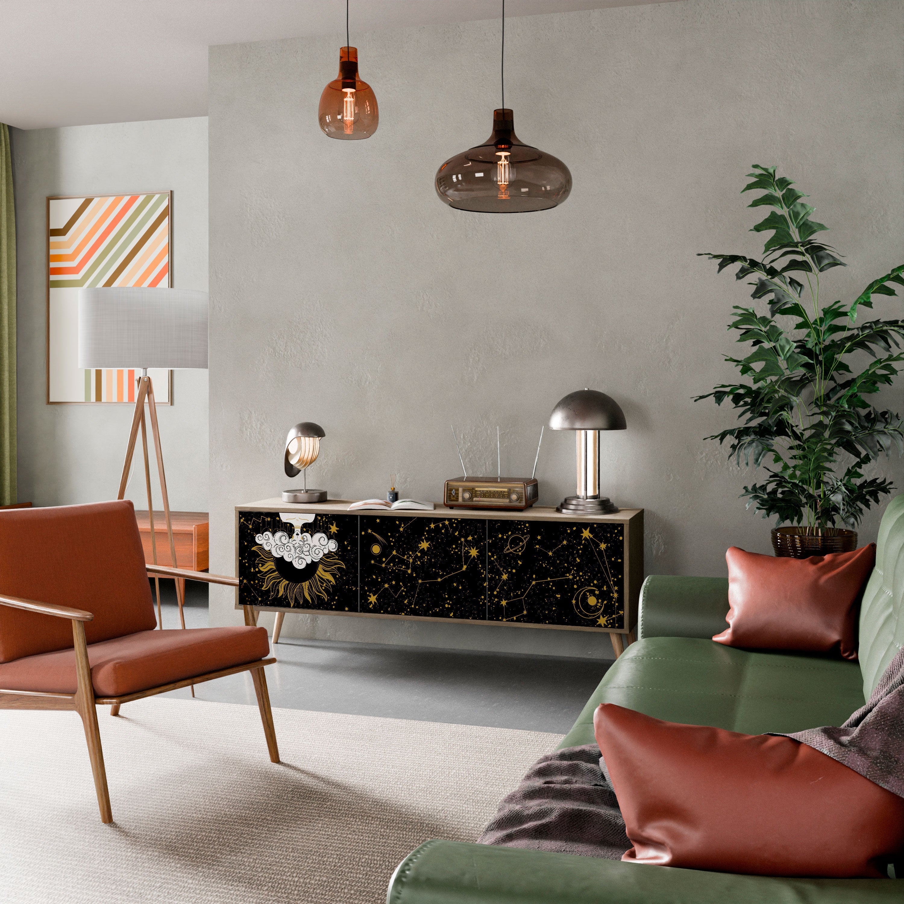 STELLAR CONSTELLATIONS TV-Lowboard mit 3 Türen in Eiche-Optik