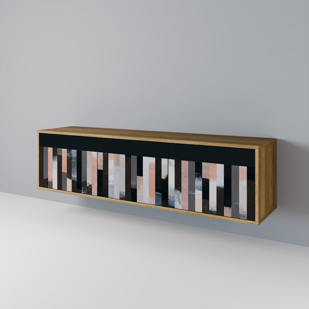 COLLAGE OF RECTANGLES TV-Lowboard mit 3 Türen in Eiche-Optik