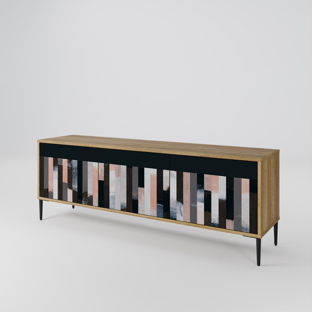 COLLAGE OF RECTANGLES TV-Lowboard mit 3 Türen in Eiche-Optik