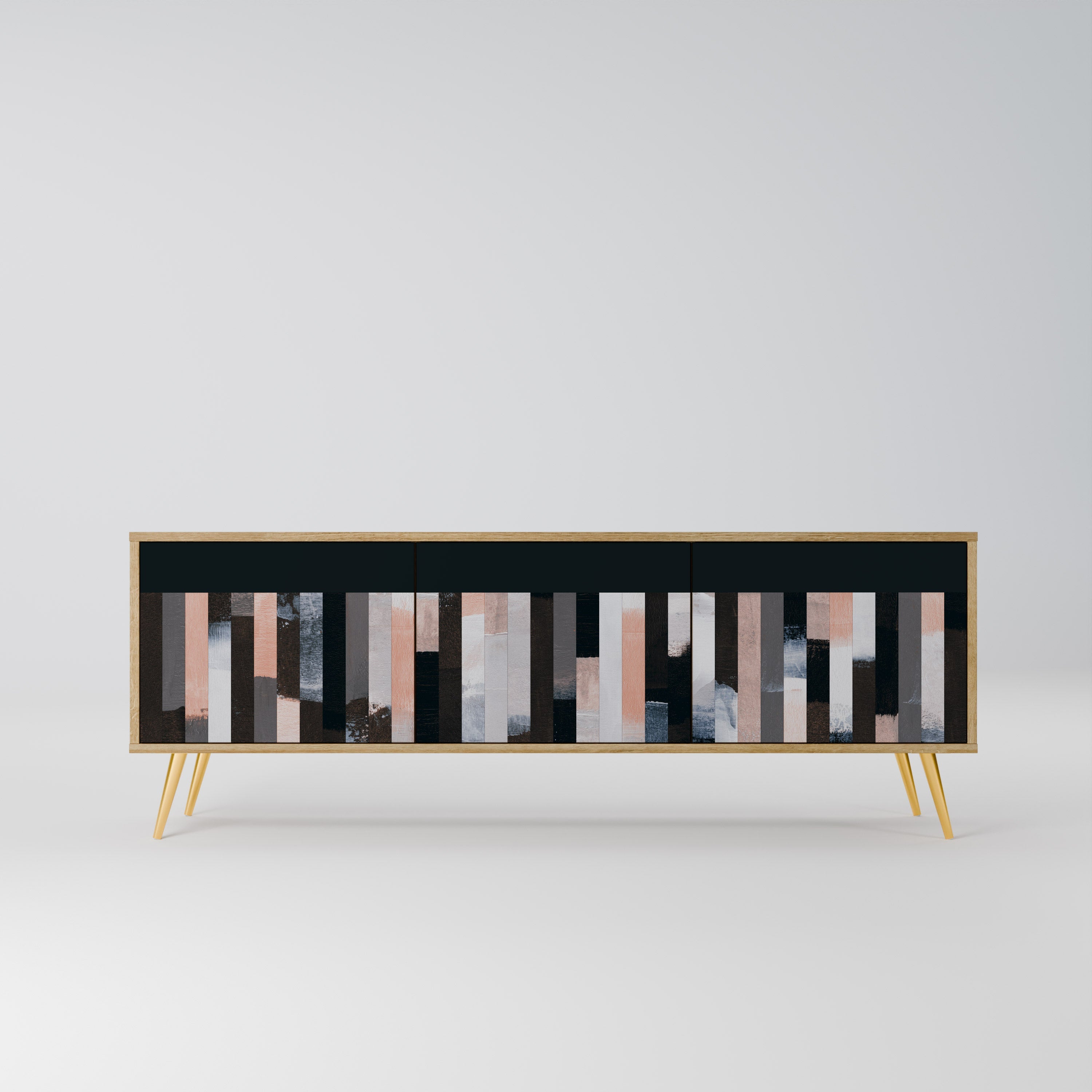 COLLAGE OF RECTANGLES TV-Lowboard mit 3 Türen in Eiche-Optik