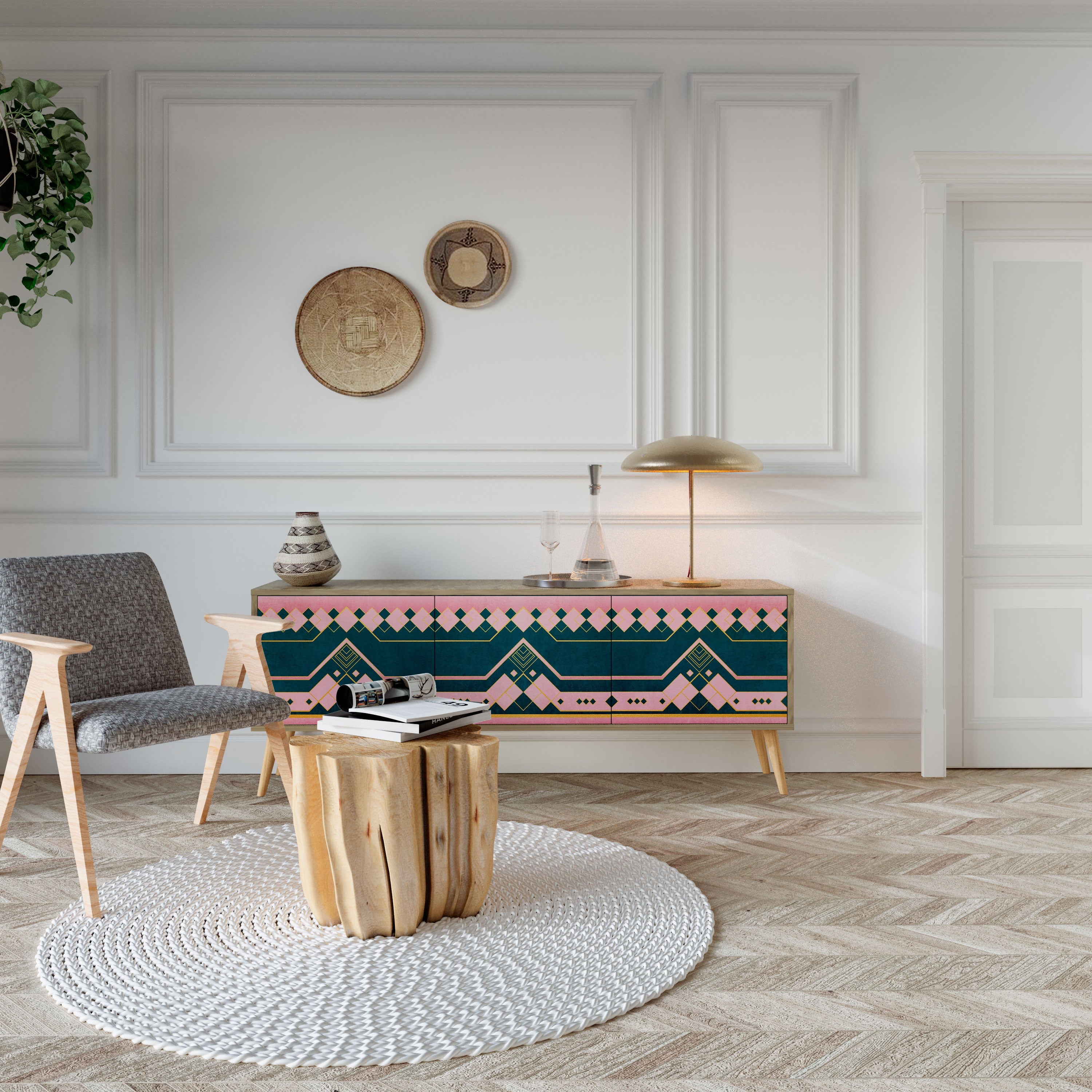 ROYAL COMPOSITION TV-Lowboard mit 3 Türen in Eiche-Optik