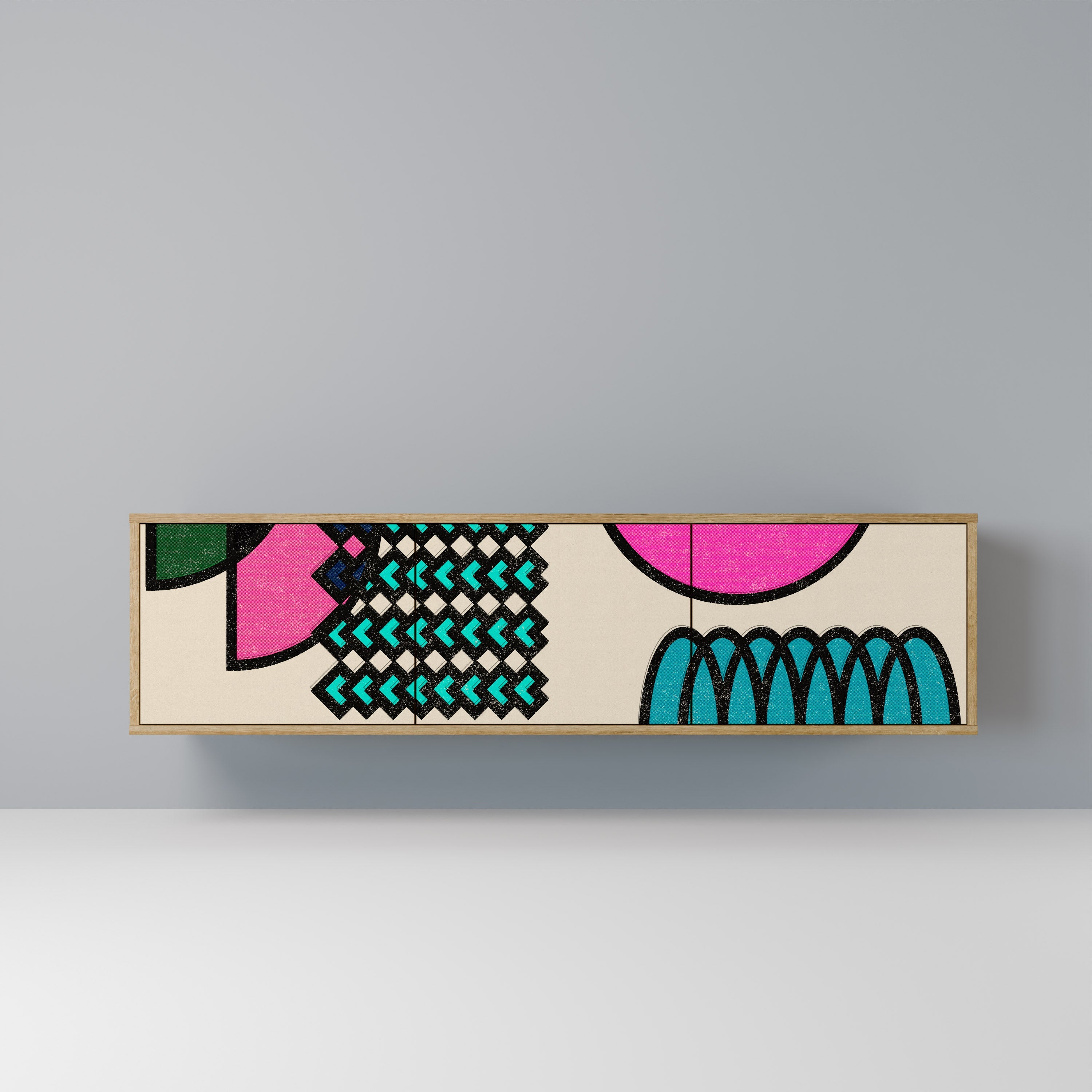 GEOMETRIC RHAPSODY TV-Lowboard mit 3 Türen in Eiche-Optik