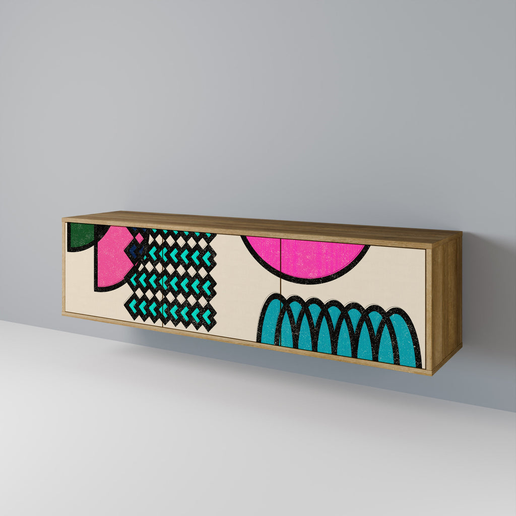 GEOMETRIC RHAPSODY TV-Lowboard mit 3 Türen in Eiche-Optik