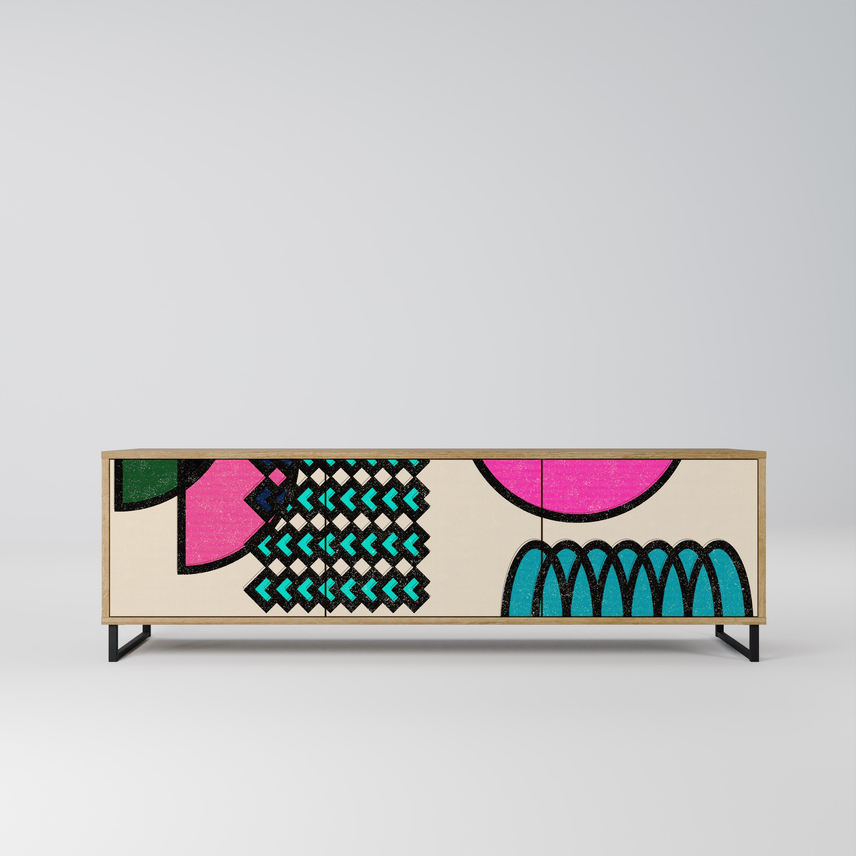 GEOMETRIC RHAPSODY TV-Lowboard mit 3 Türen in Eiche-Optik