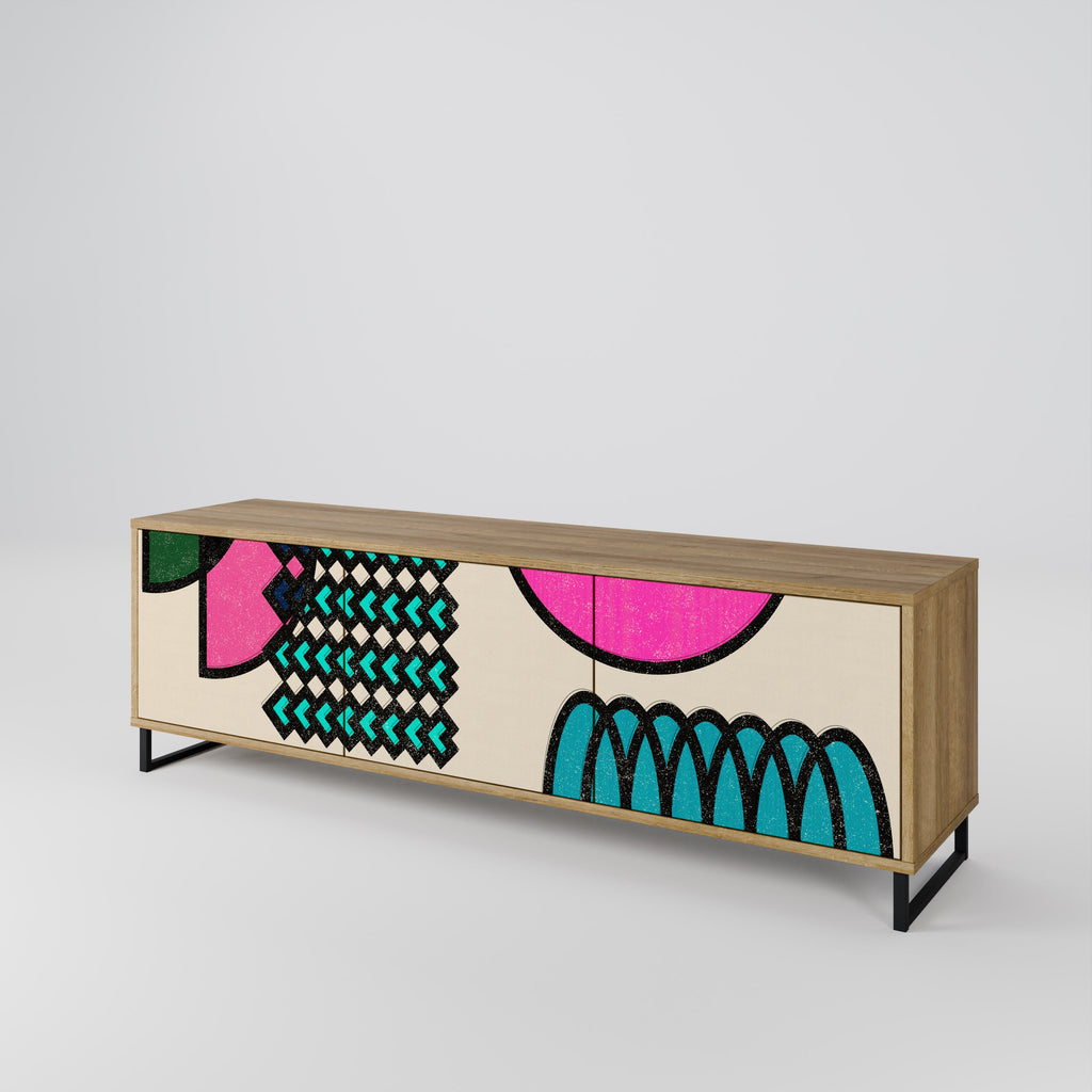 GEOMETRIC RHAPSODY TV-Lowboard mit 3 Türen in Eiche-Optik