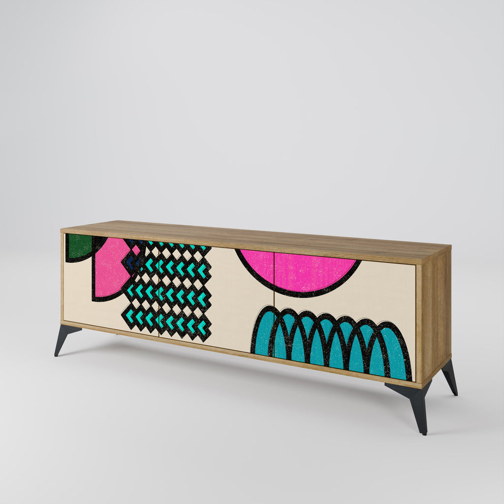 GEOMETRIC RHAPSODY TV-Lowboard mit 3 Türen in Eiche-Optik